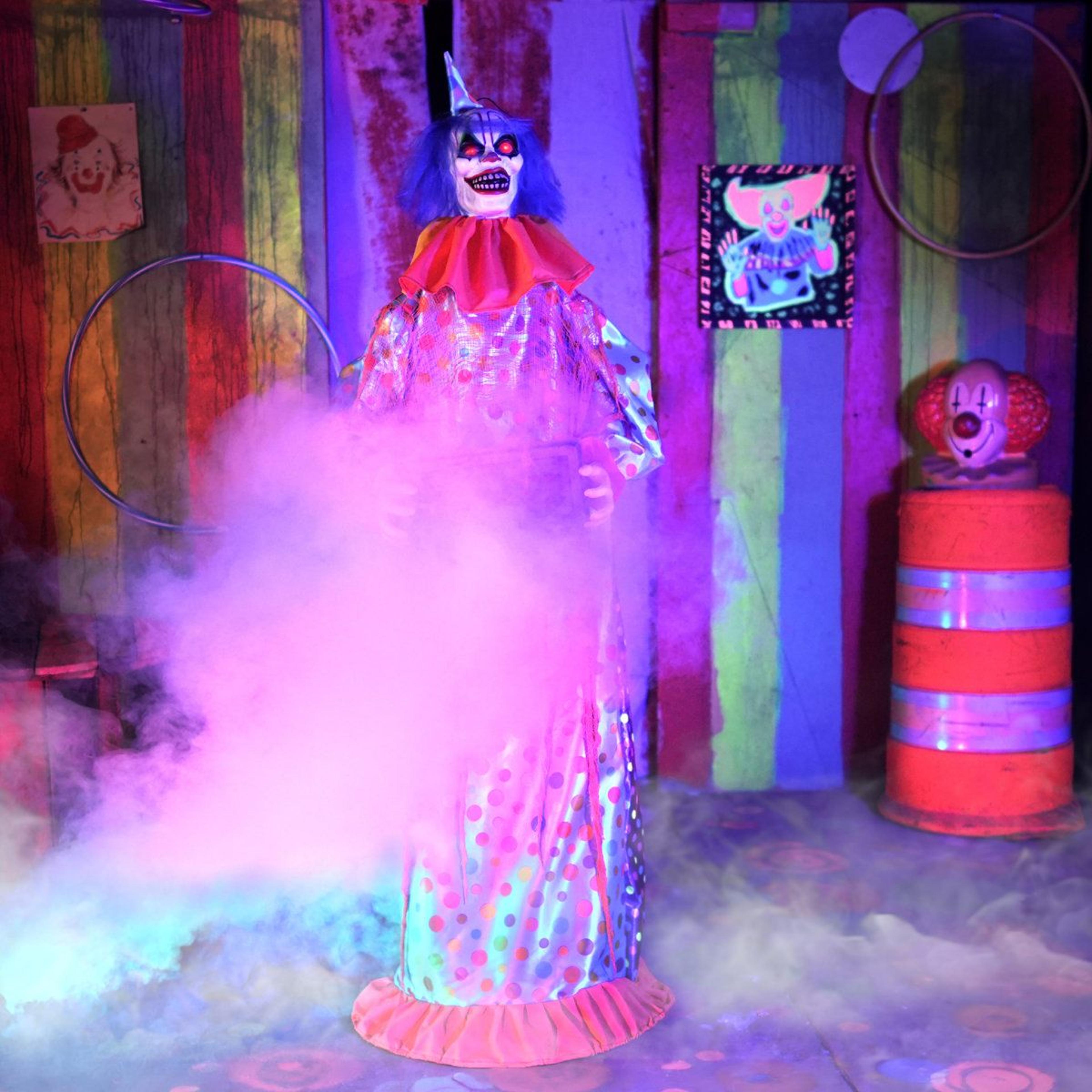 Animated Scary Clown Halloween Decoration With Moving Body And Red LED Eyes 2