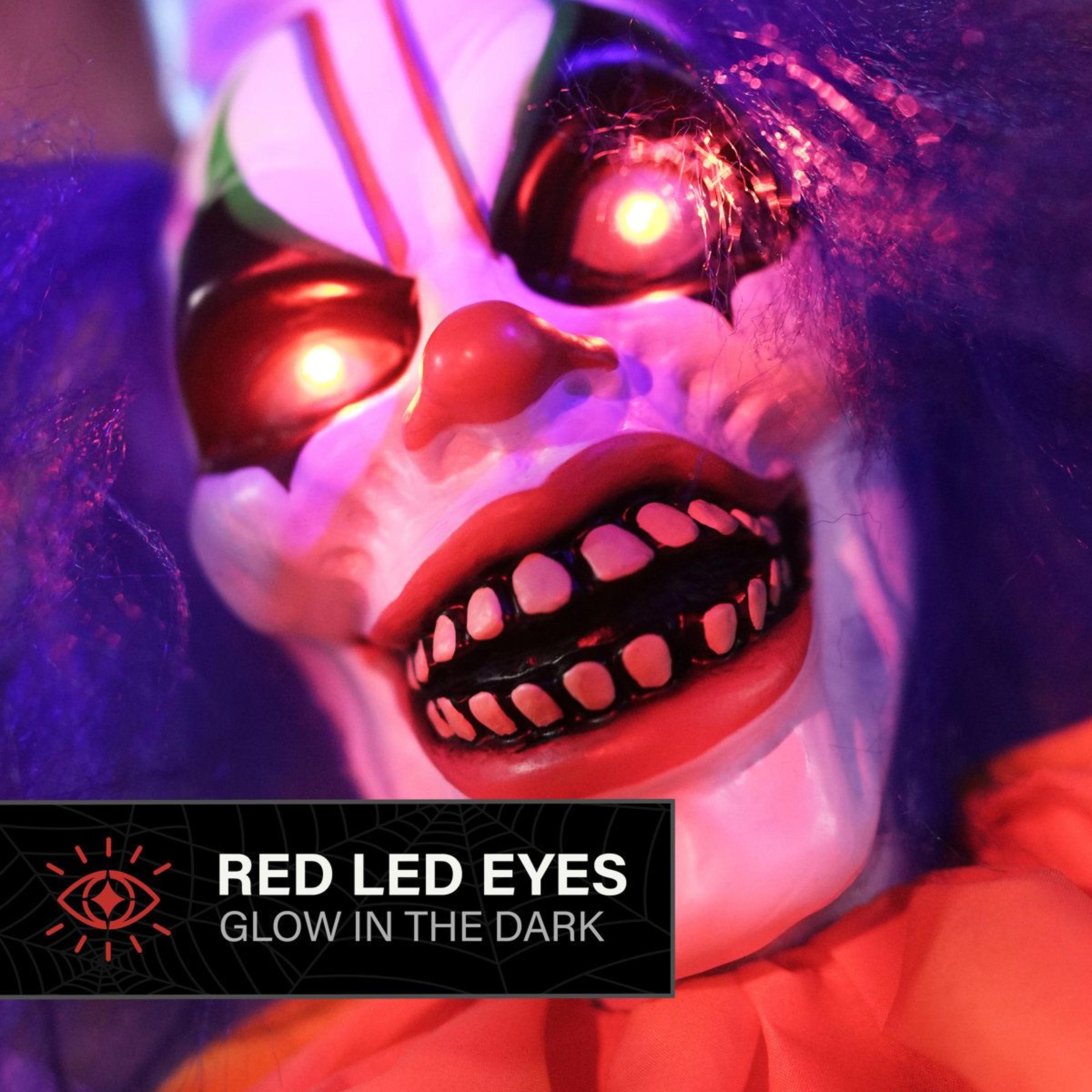Animated Scary Clown Halloween Decoration With Moving Body And Red LED Eyes 3