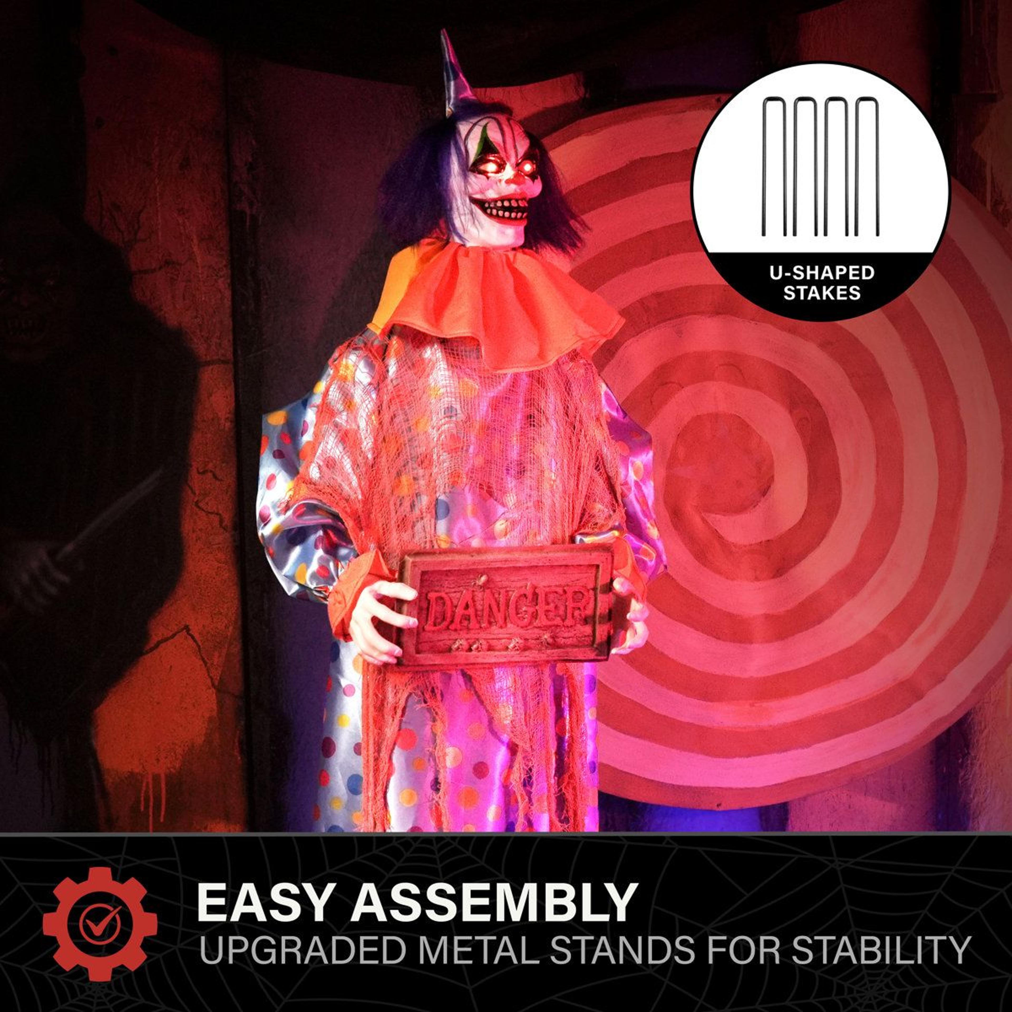 Animated Scary Clown Halloween Decoration With Moving Body And Red LED Eyes 5