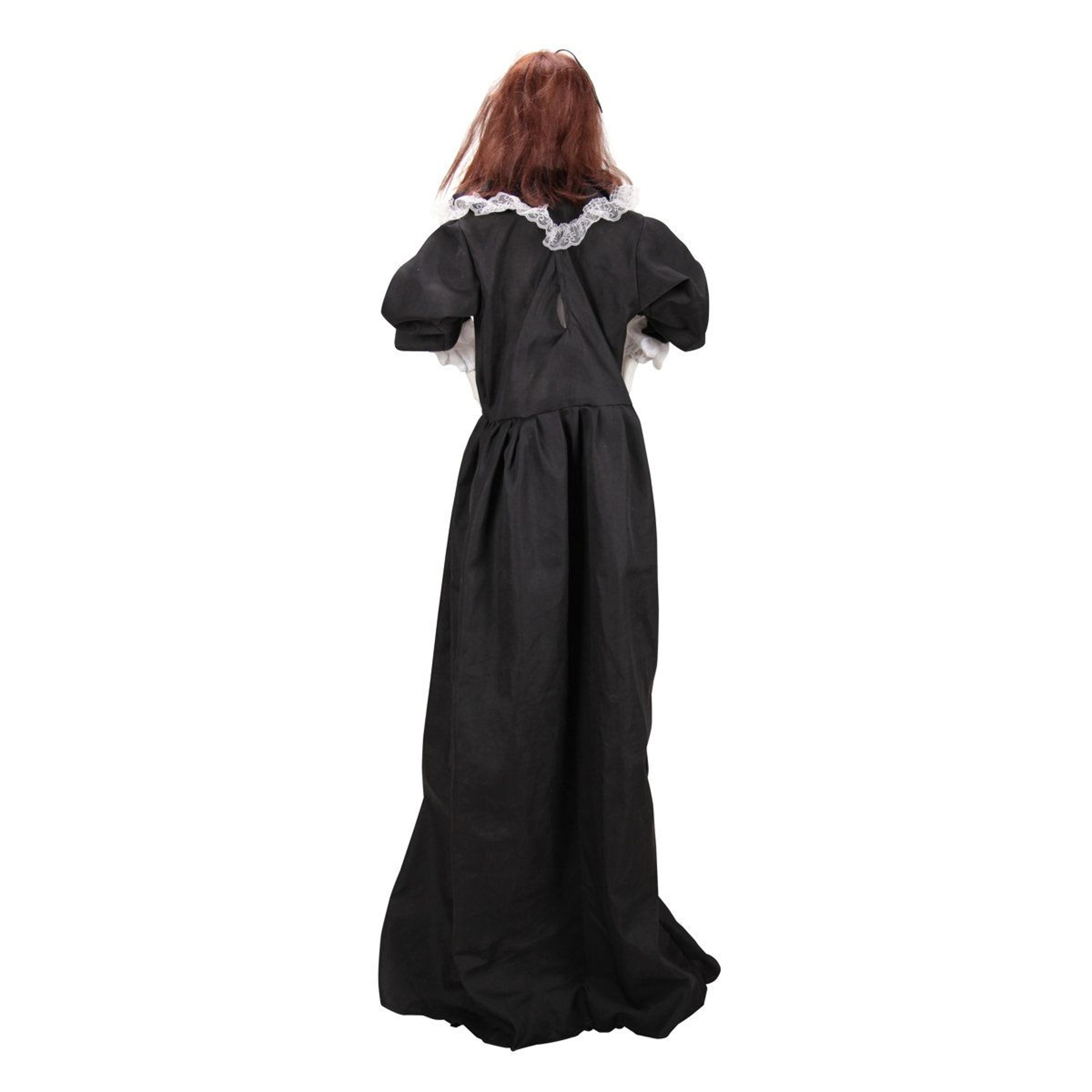 Animated Creepy Lady Halloween Animatronic With Dropping Head And LED Lights 1