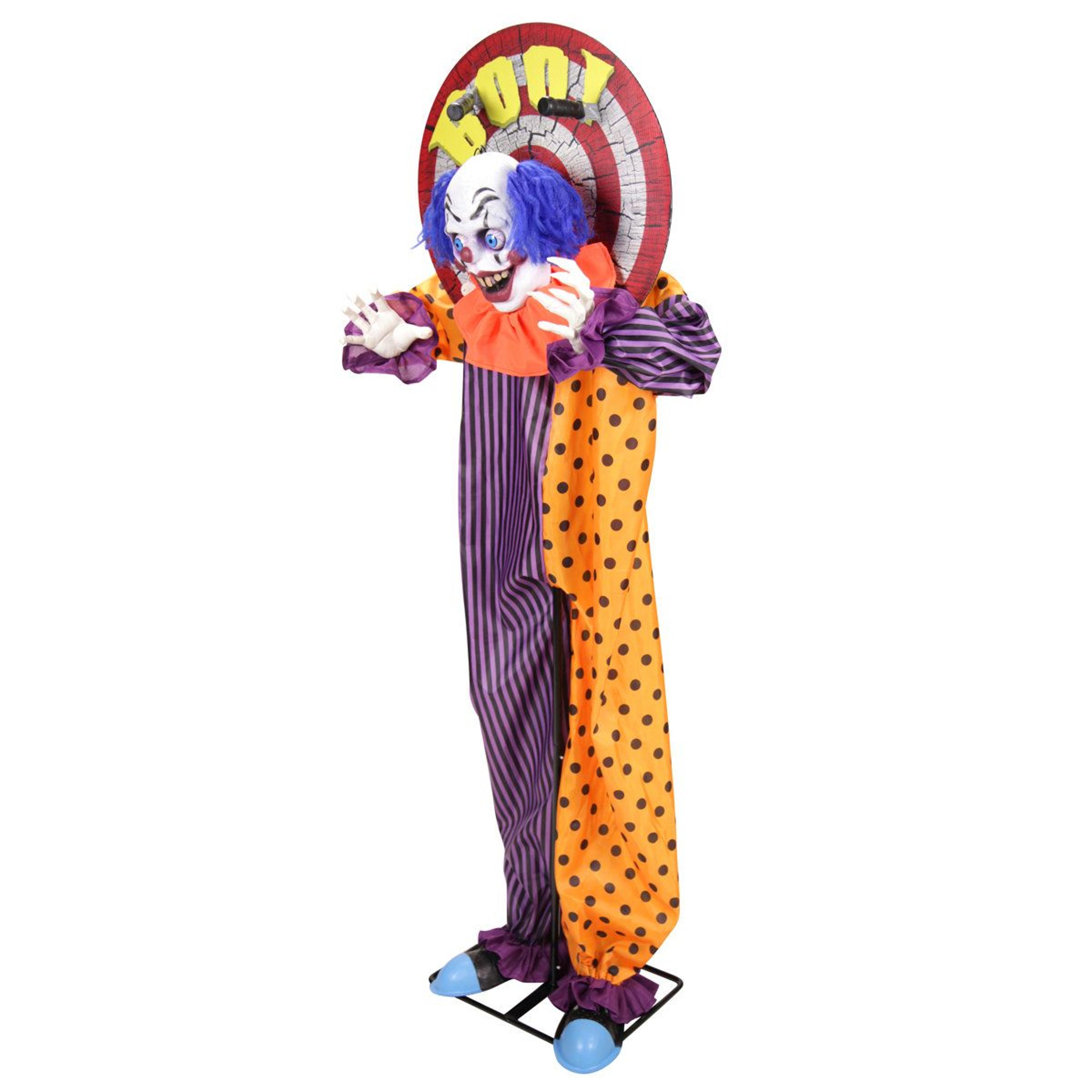 Animated Halloween Clown Animatronic With Moving Head And Red LED Eyes 2
