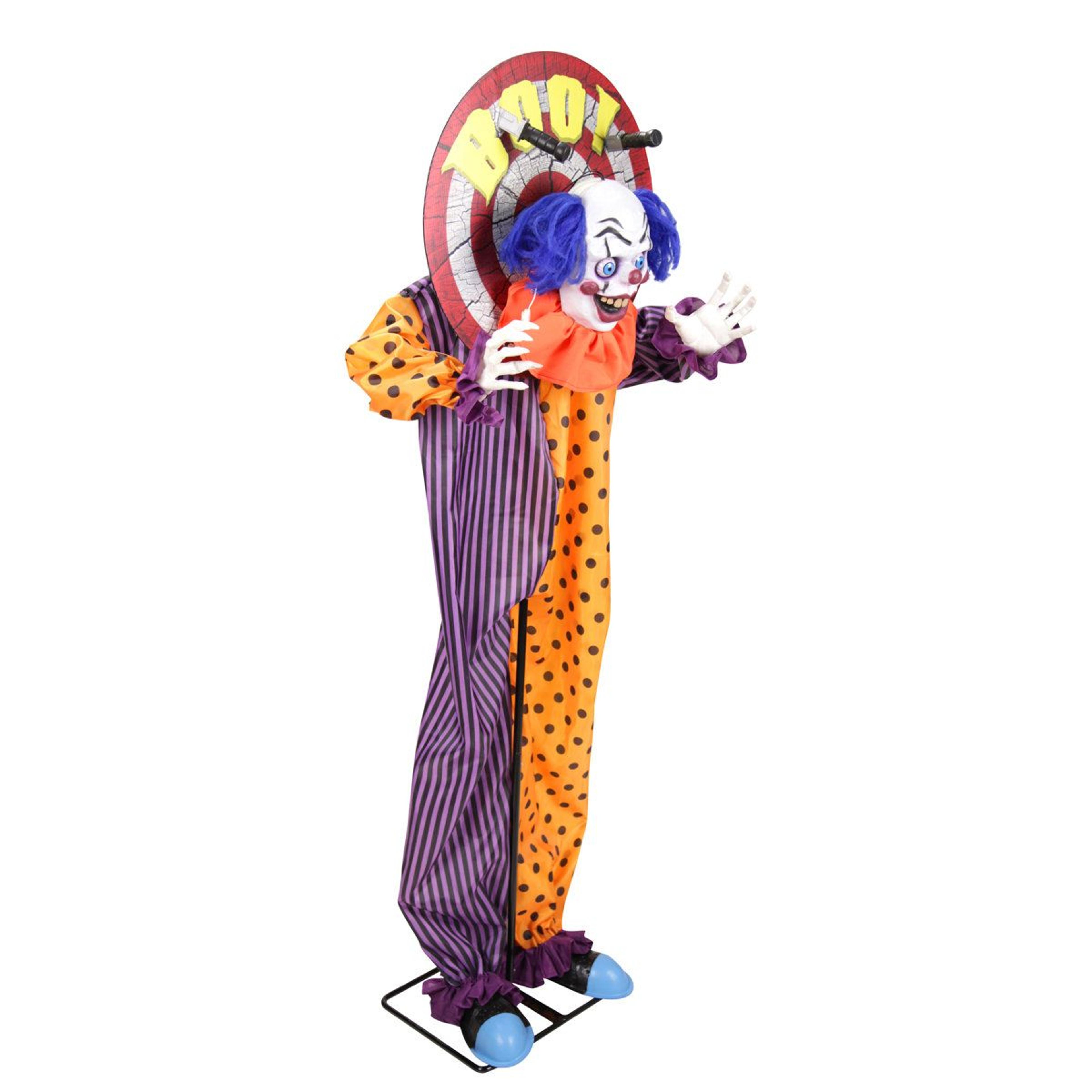 Animated Halloween Clown Animatronic With Moving Head And Red LED Eyes 1