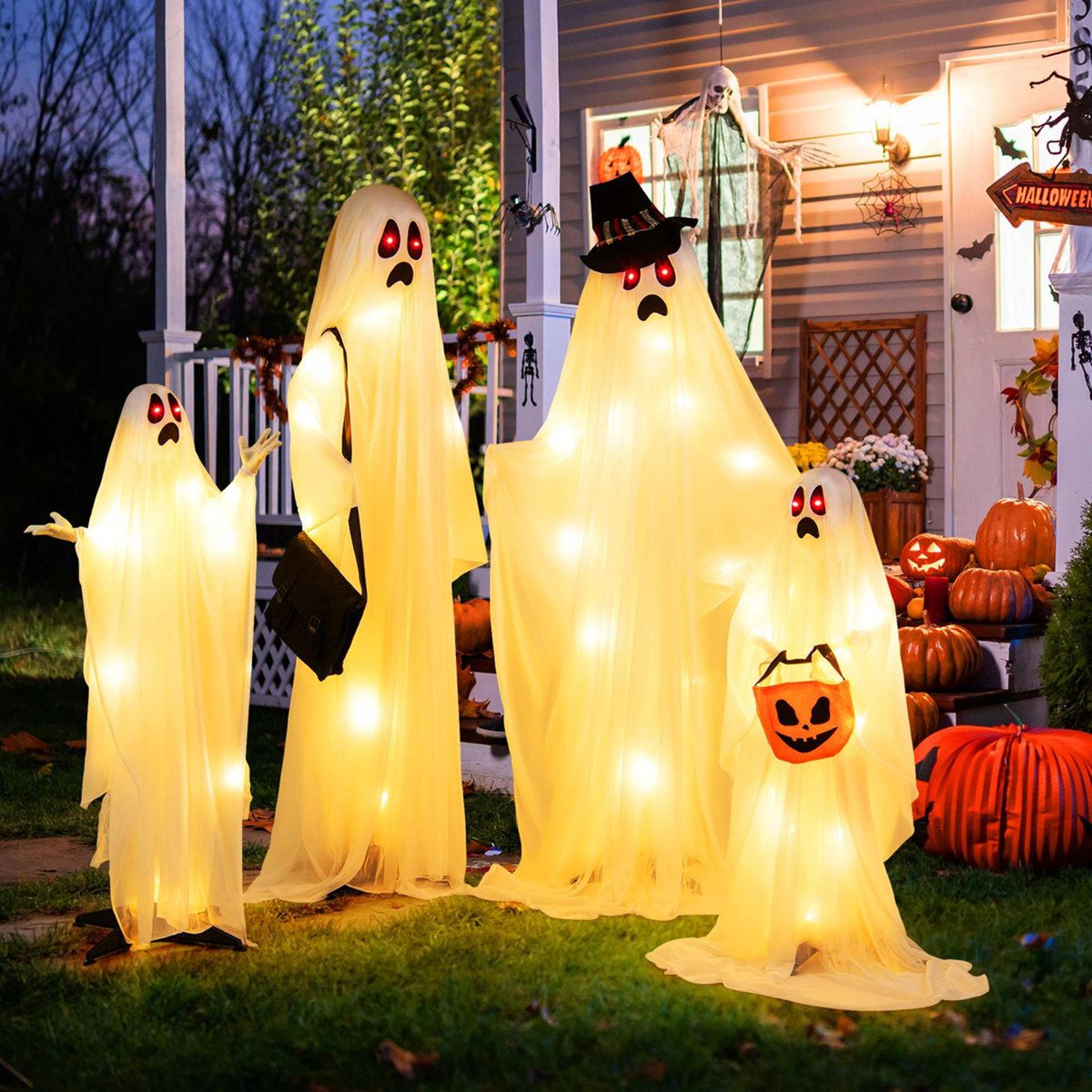 lighted ghost halloween outdoor decoration with white led lights