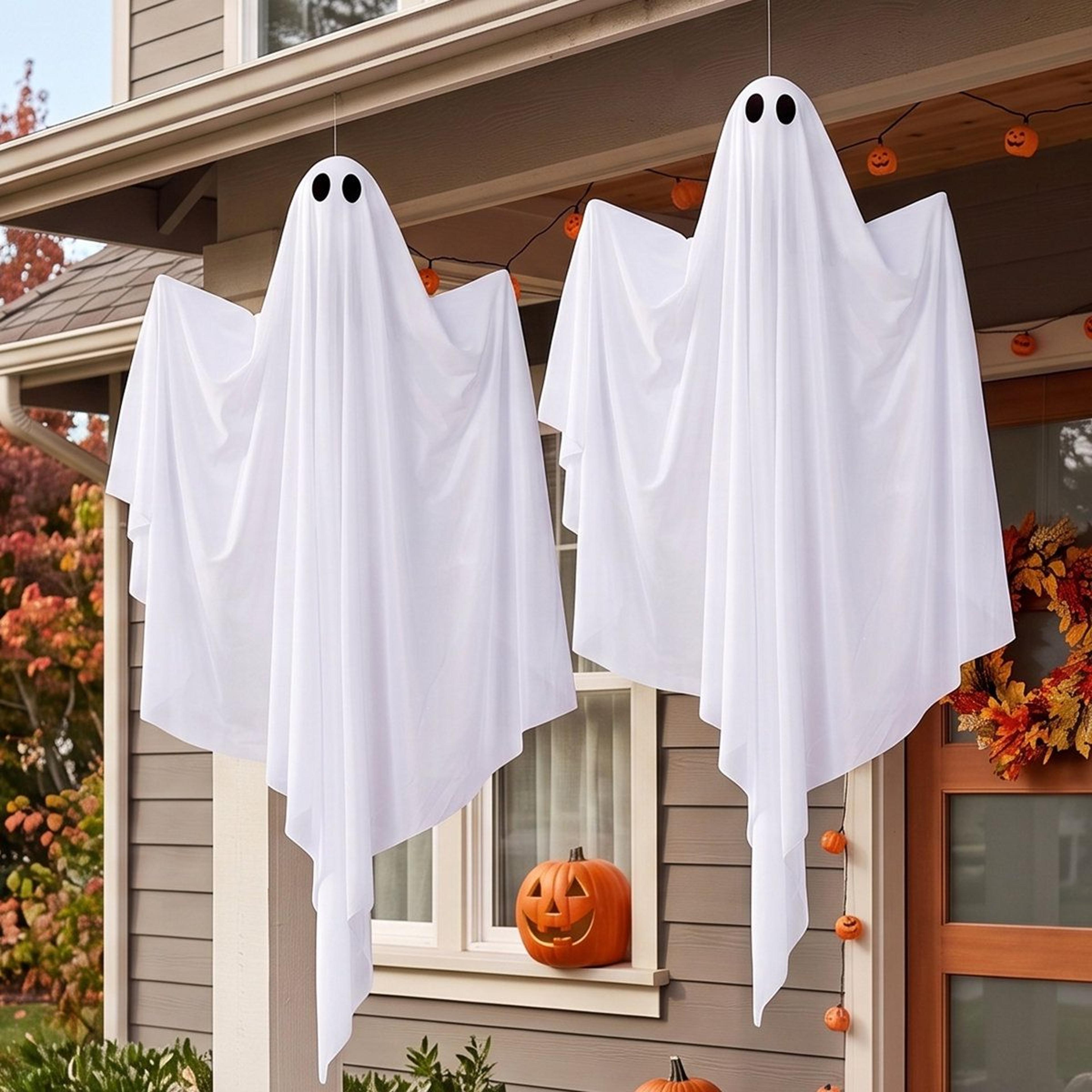 halloween hanging white ghost decorations with white light