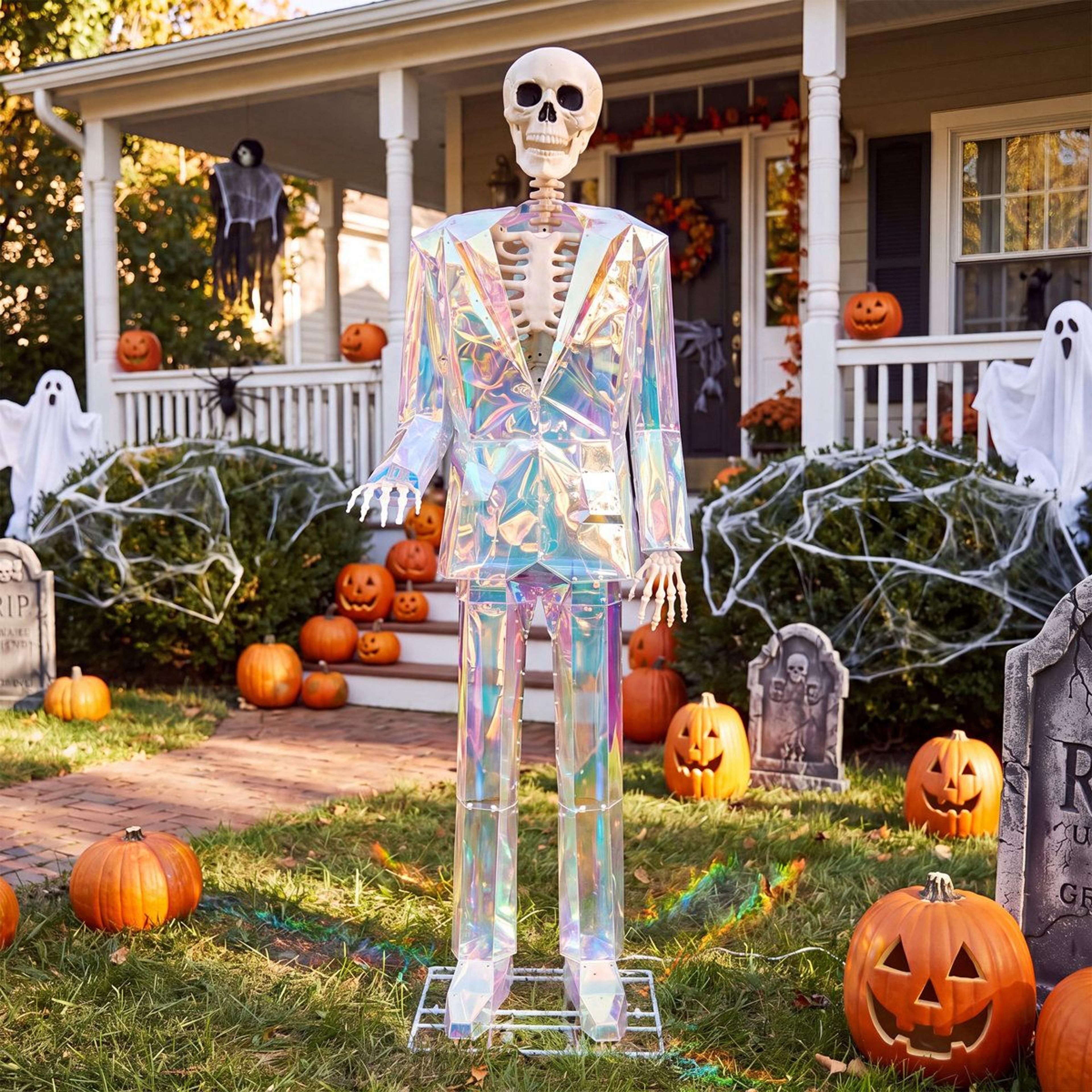 led halloween skeleton decoration with multicolor lights