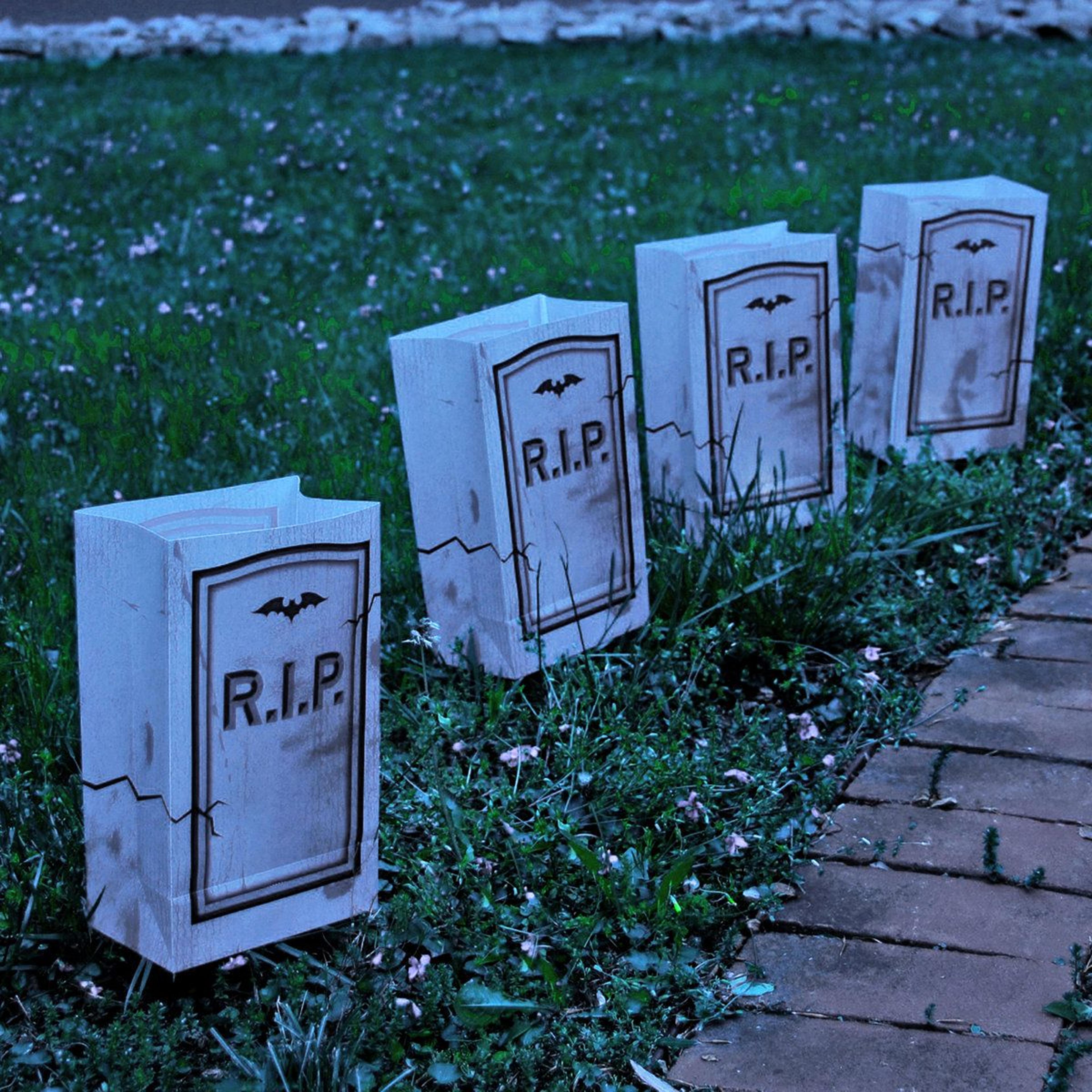 Halloween Tombstone Luminaria Pathway Lights Battery Operated 3