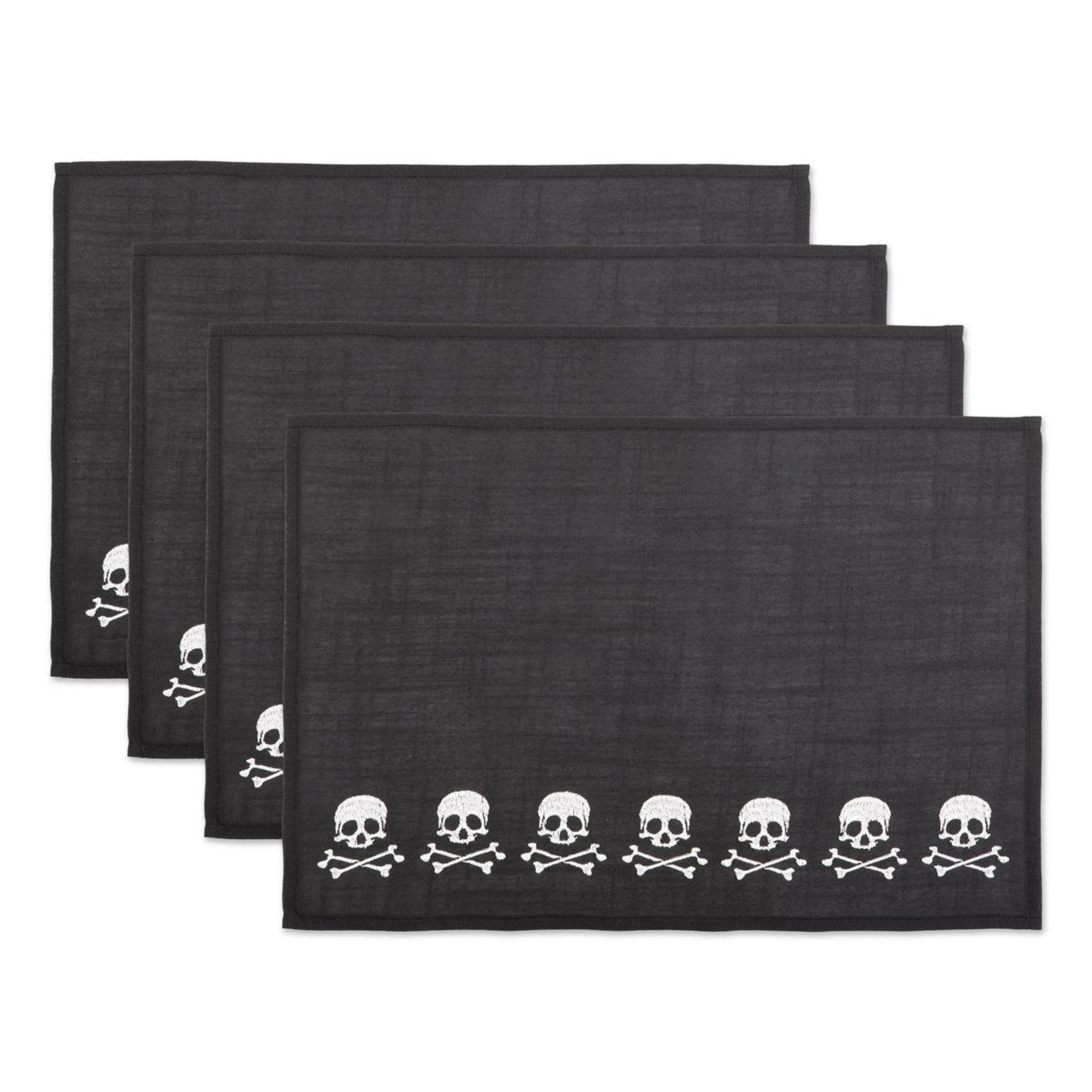 black skull pattern rectangular placemats