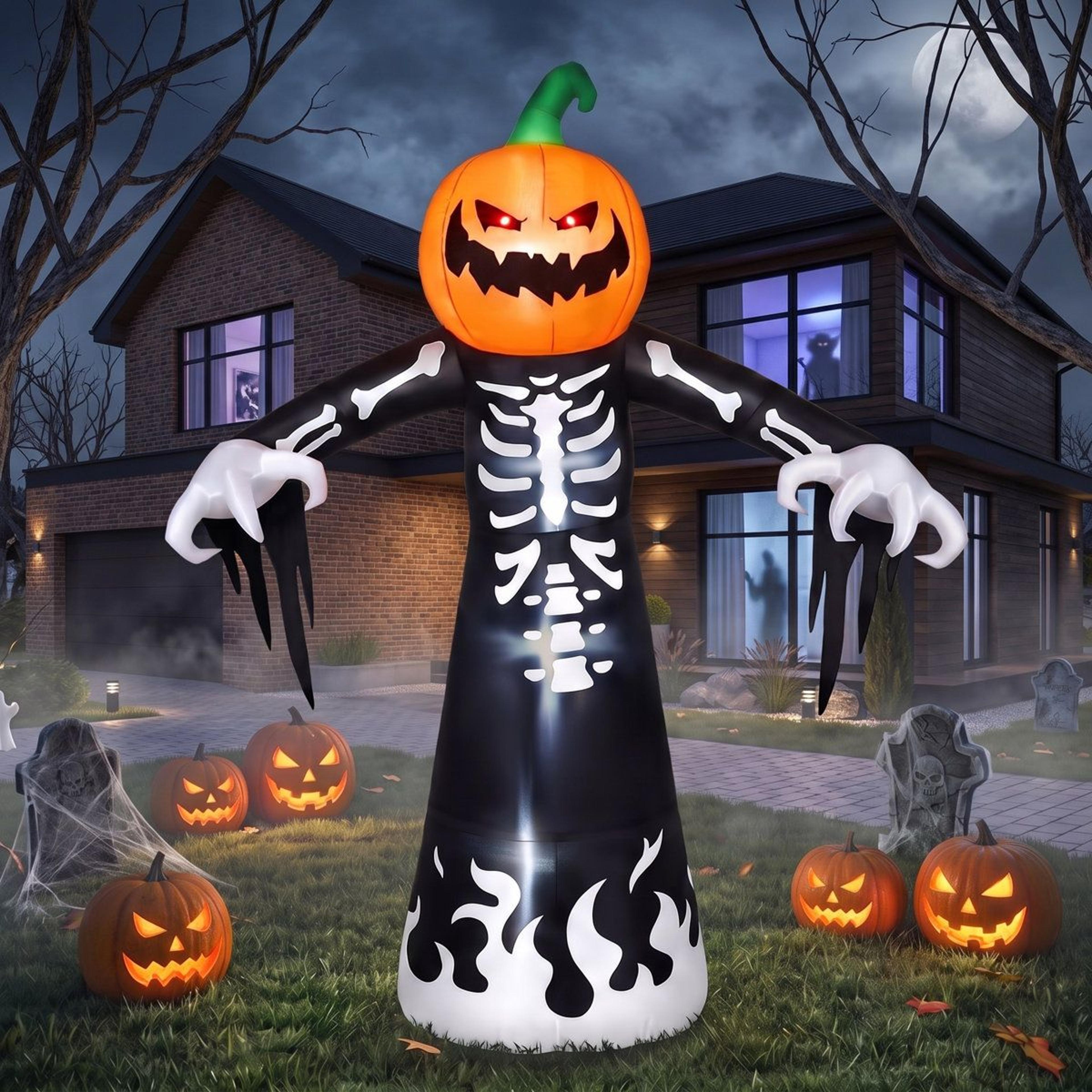 pumpkin skeleton halloween inflatable decoration with included light