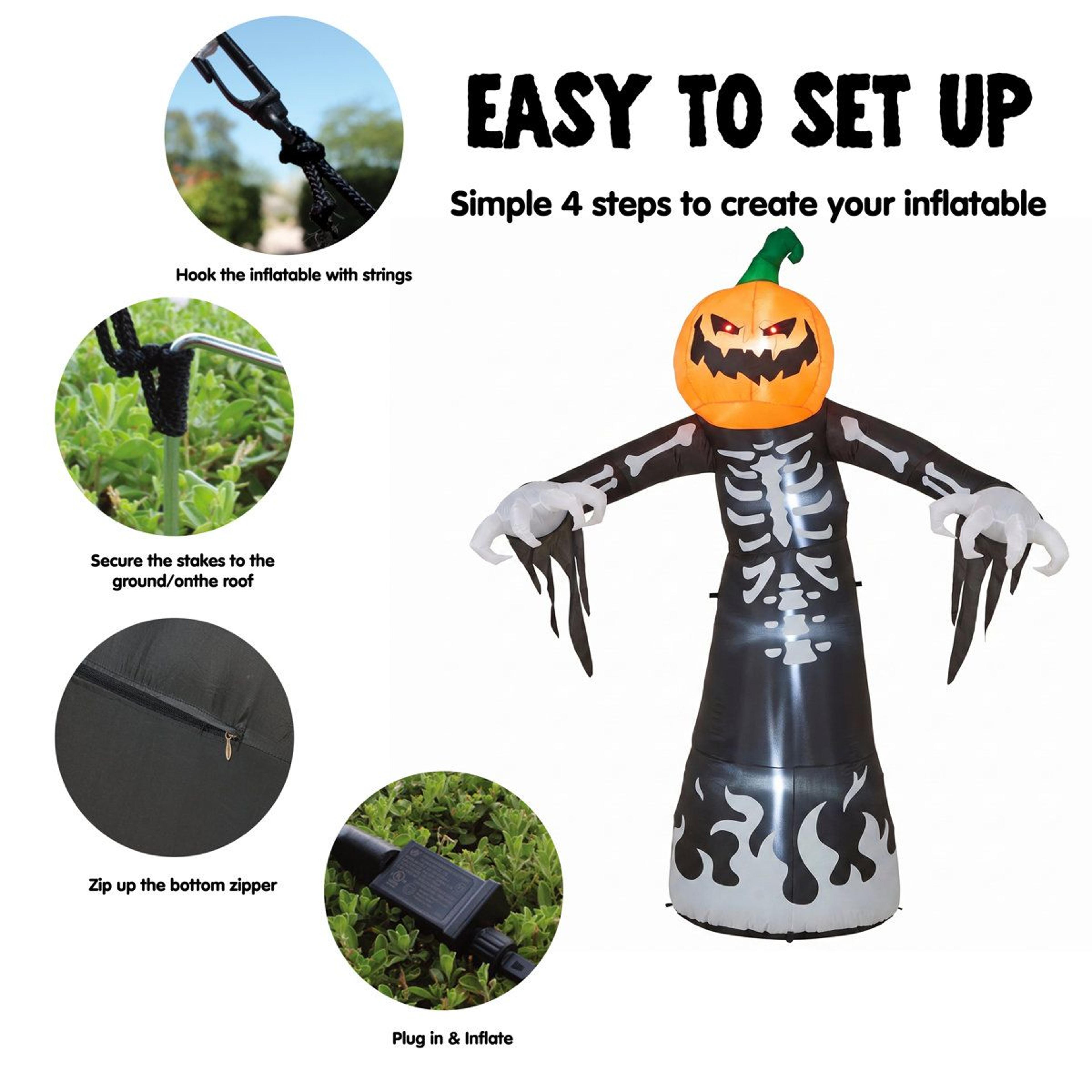 Pumpkin Skeleton Halloween Inflatable Decoration With Included Light 3