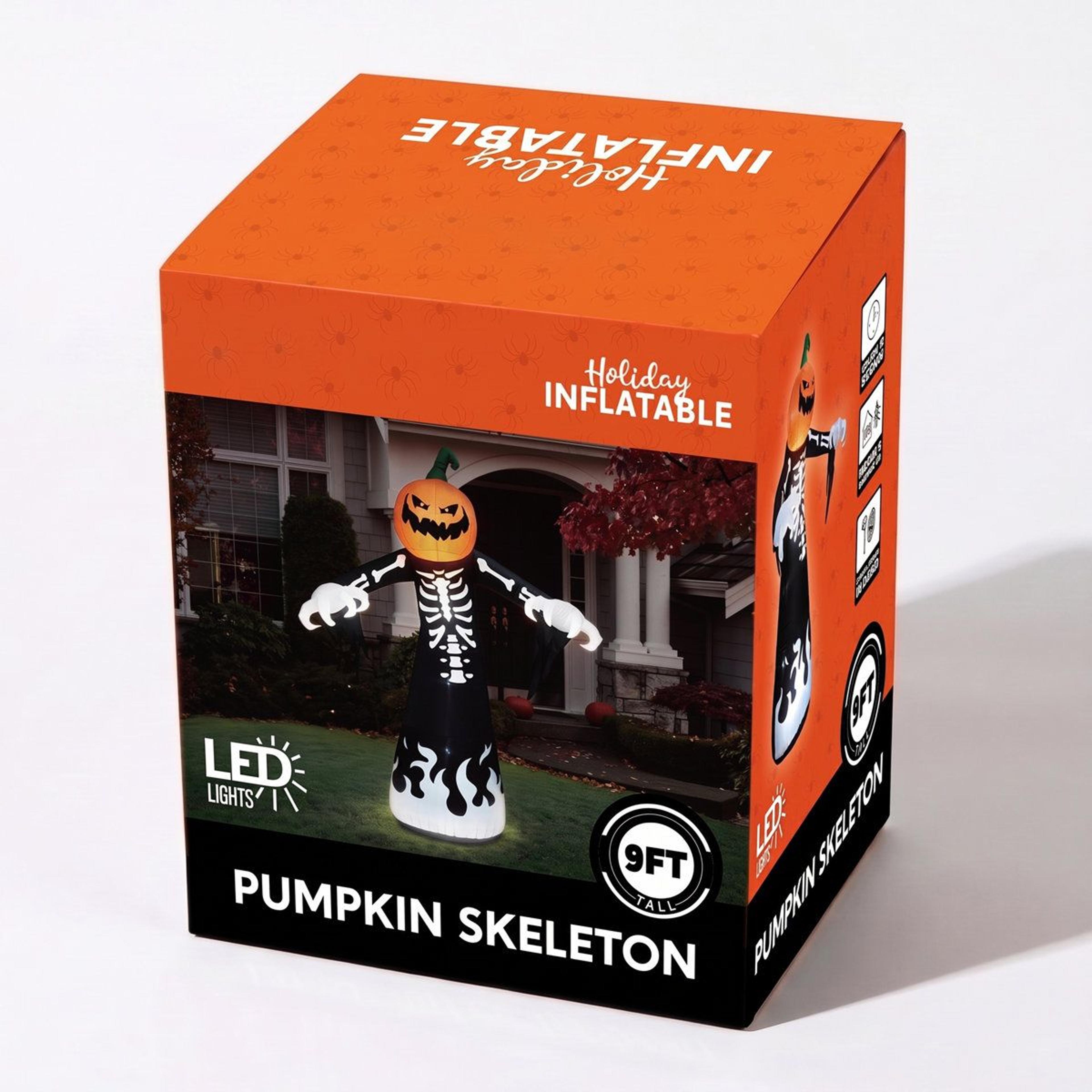Pumpkin Skeleton Halloween Inflatable Decoration With Included Light 1
