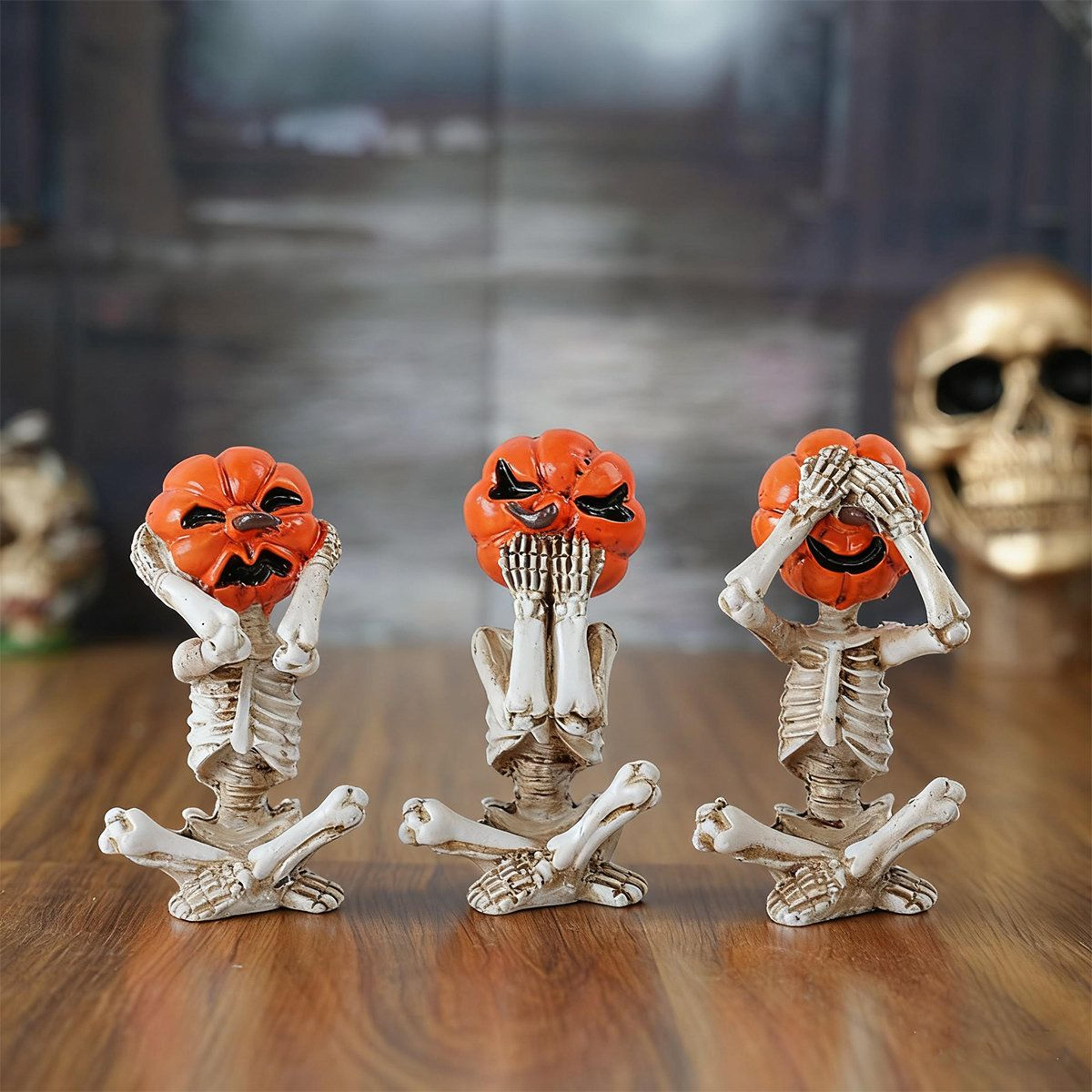 halloween skeleton pumpkin skull figurines for indoor and outdoor decor