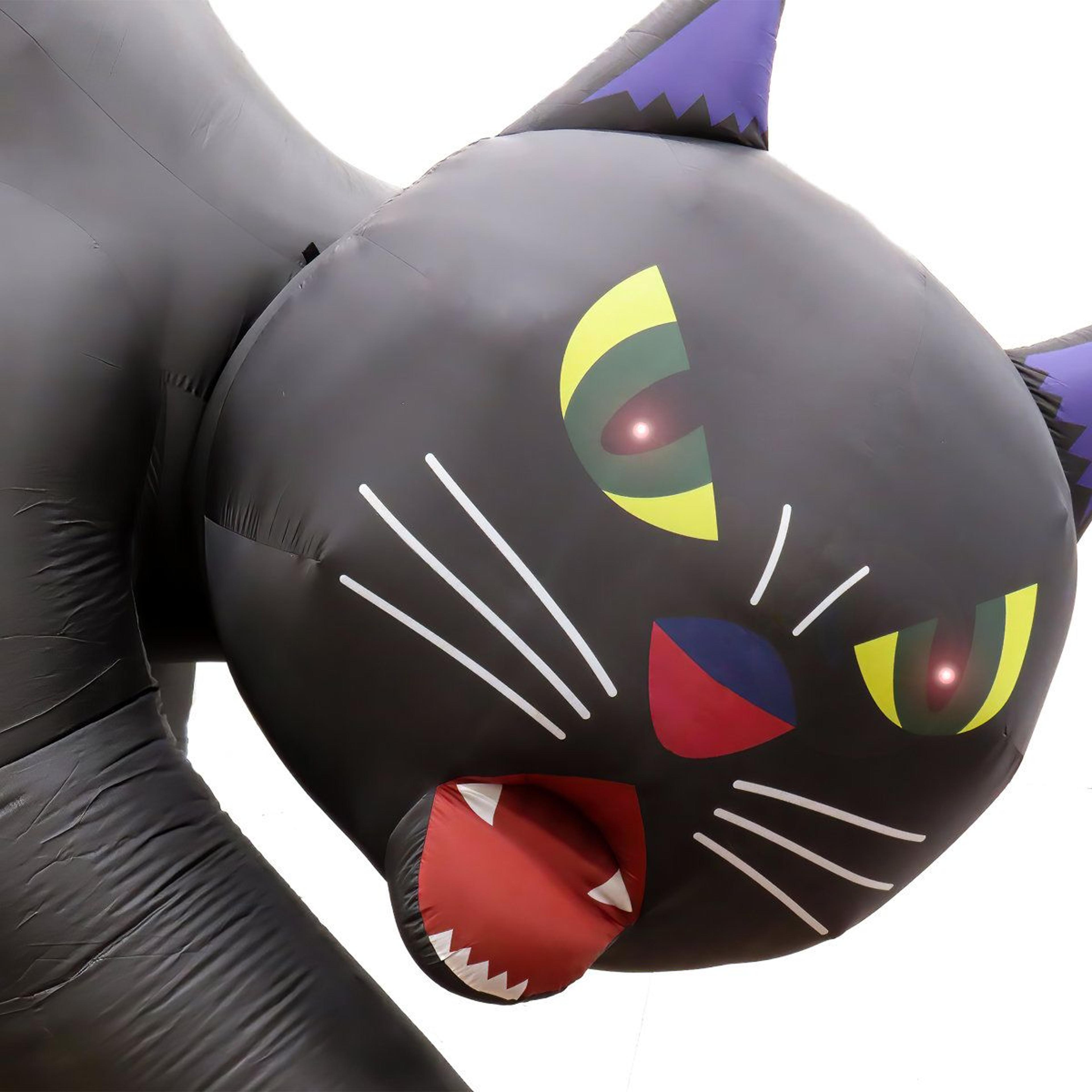 inflatable halloween black cat with led lights for outdoor decoration