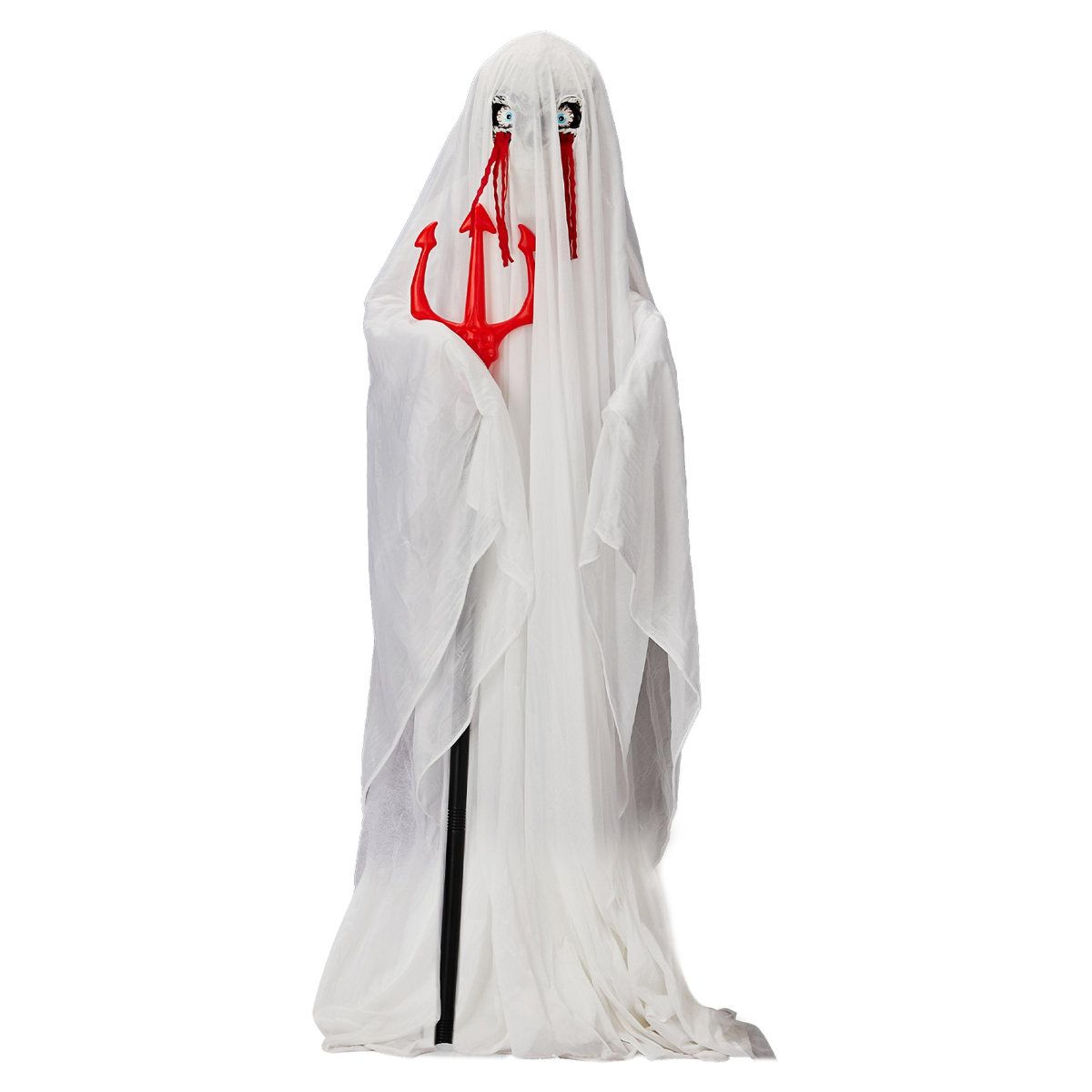animated halloween ghost decoration with red led lights and trident