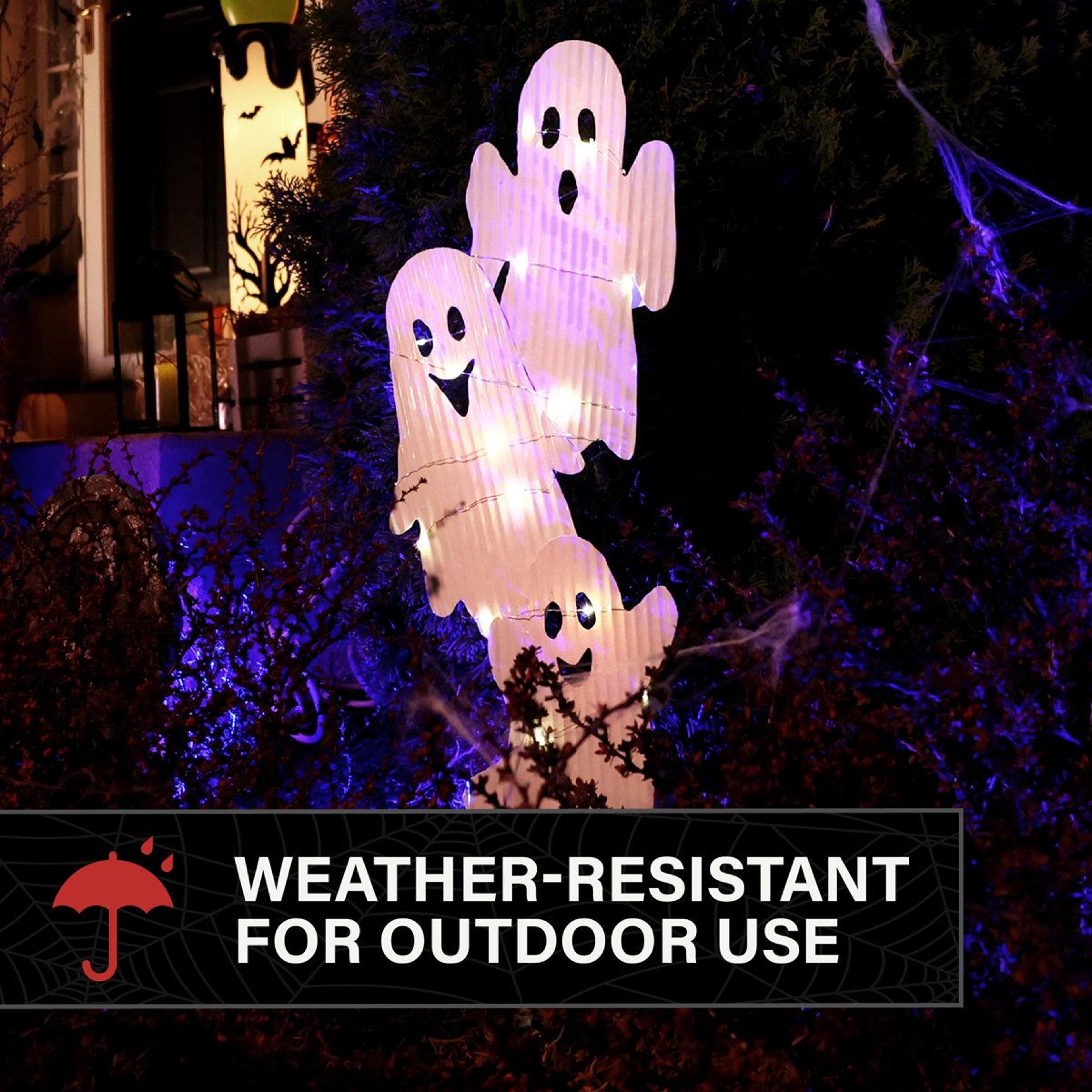 LED Stacked Ghost Halloween Decoration With Battery Powered Lights 4