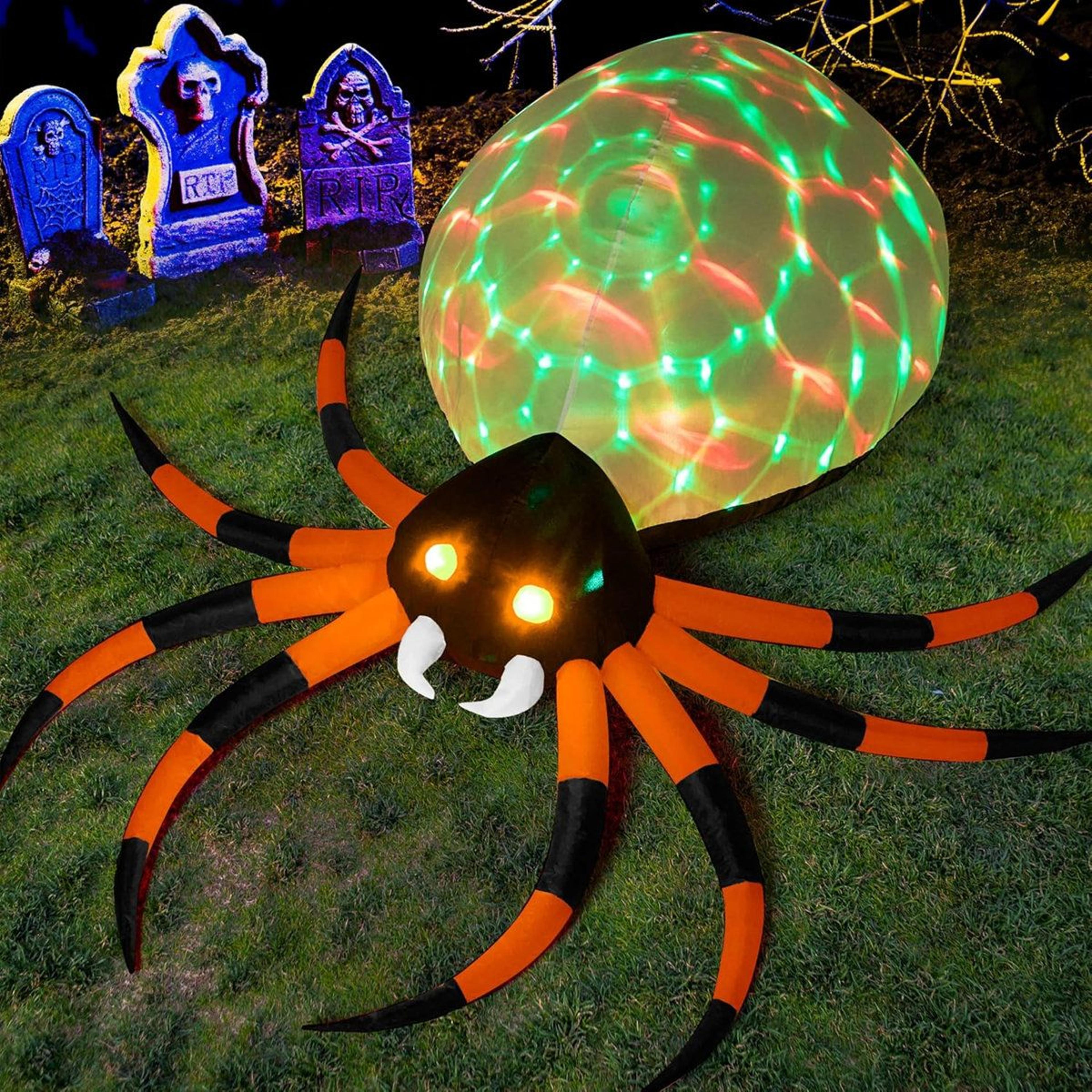 Halloween Inflatable Giant Spider With Rotating Multicolor LED Lights 6