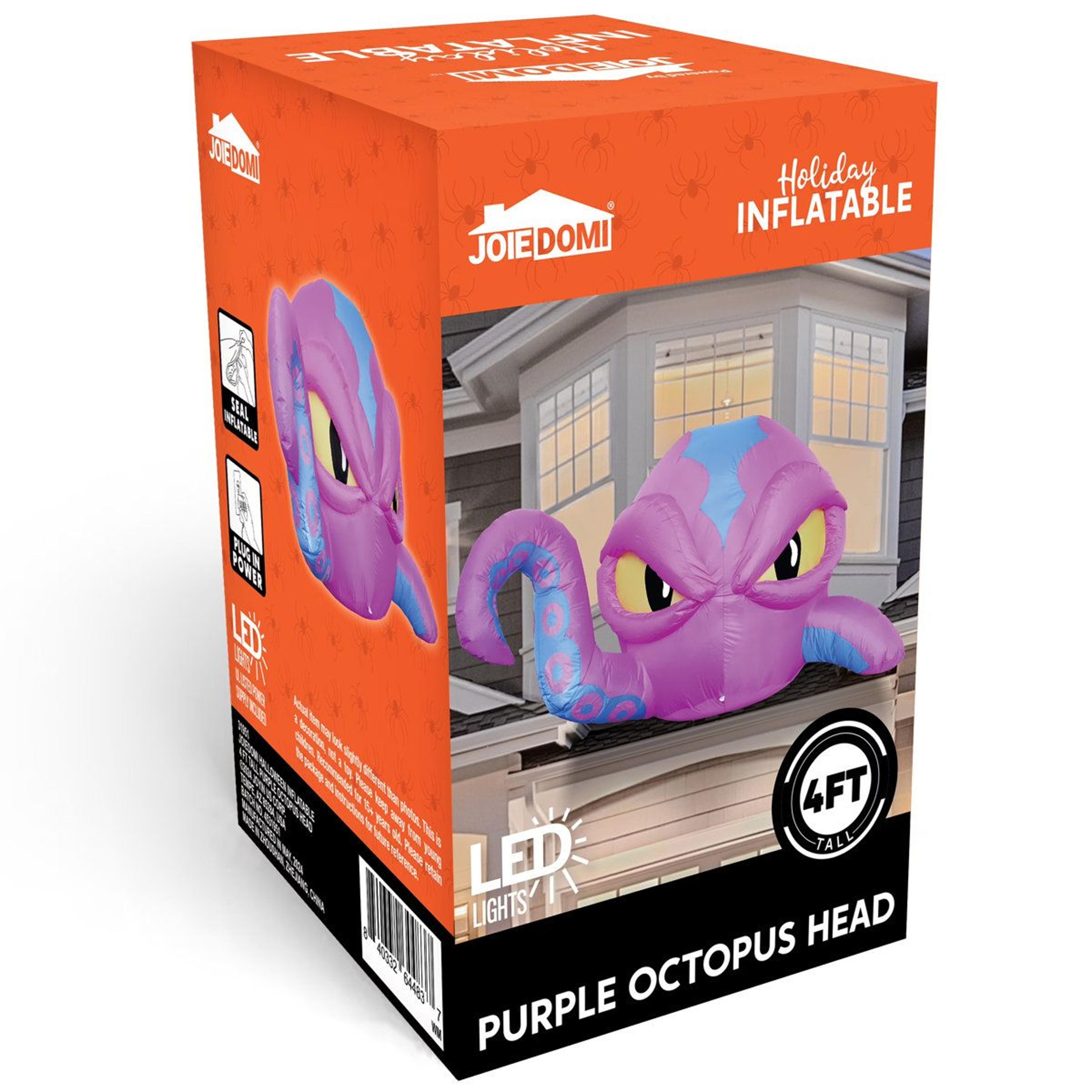 Halloween Inflatable Octopus With LED Lights In Purple 1