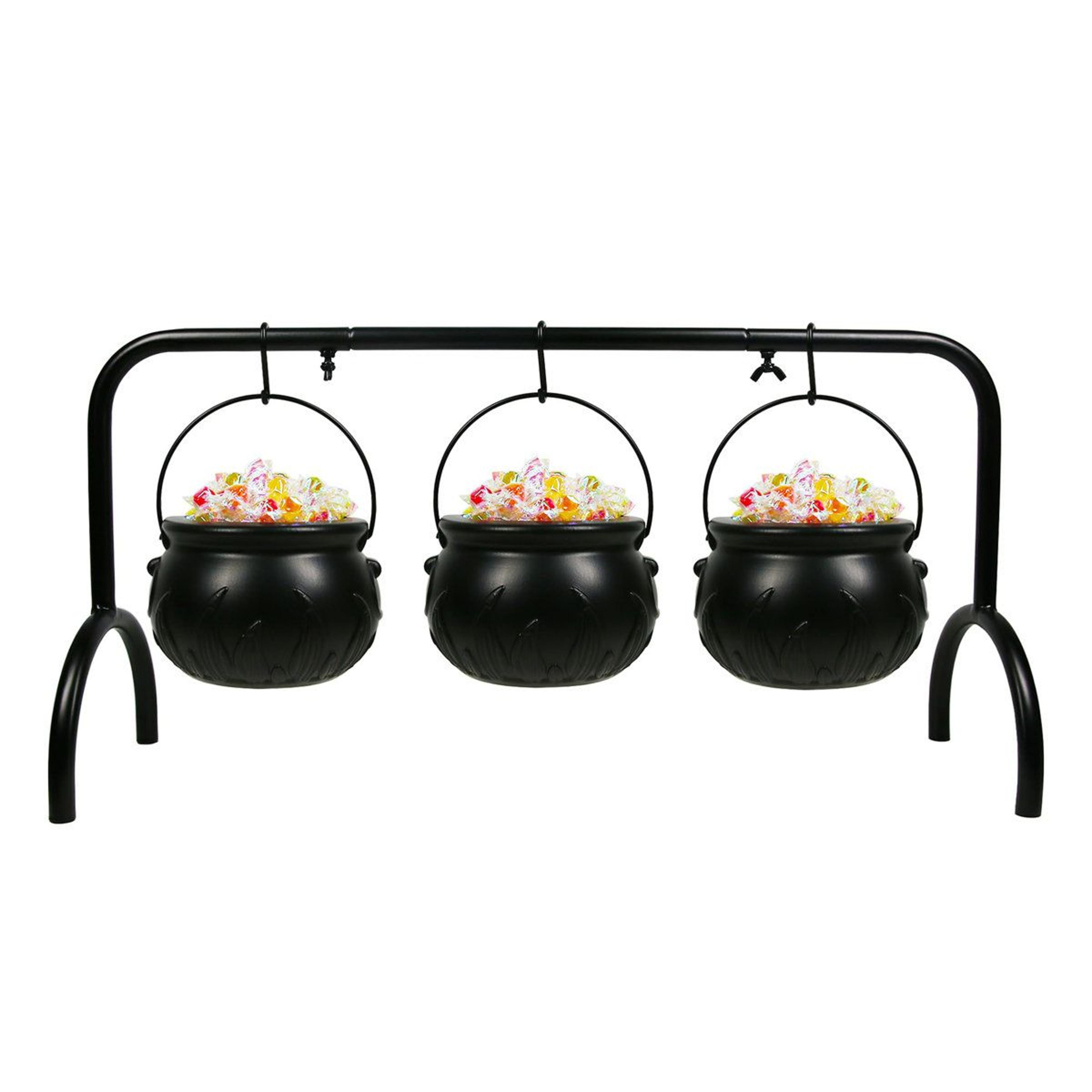 halloween witch cauldron candy bowl set black tabletop decorations