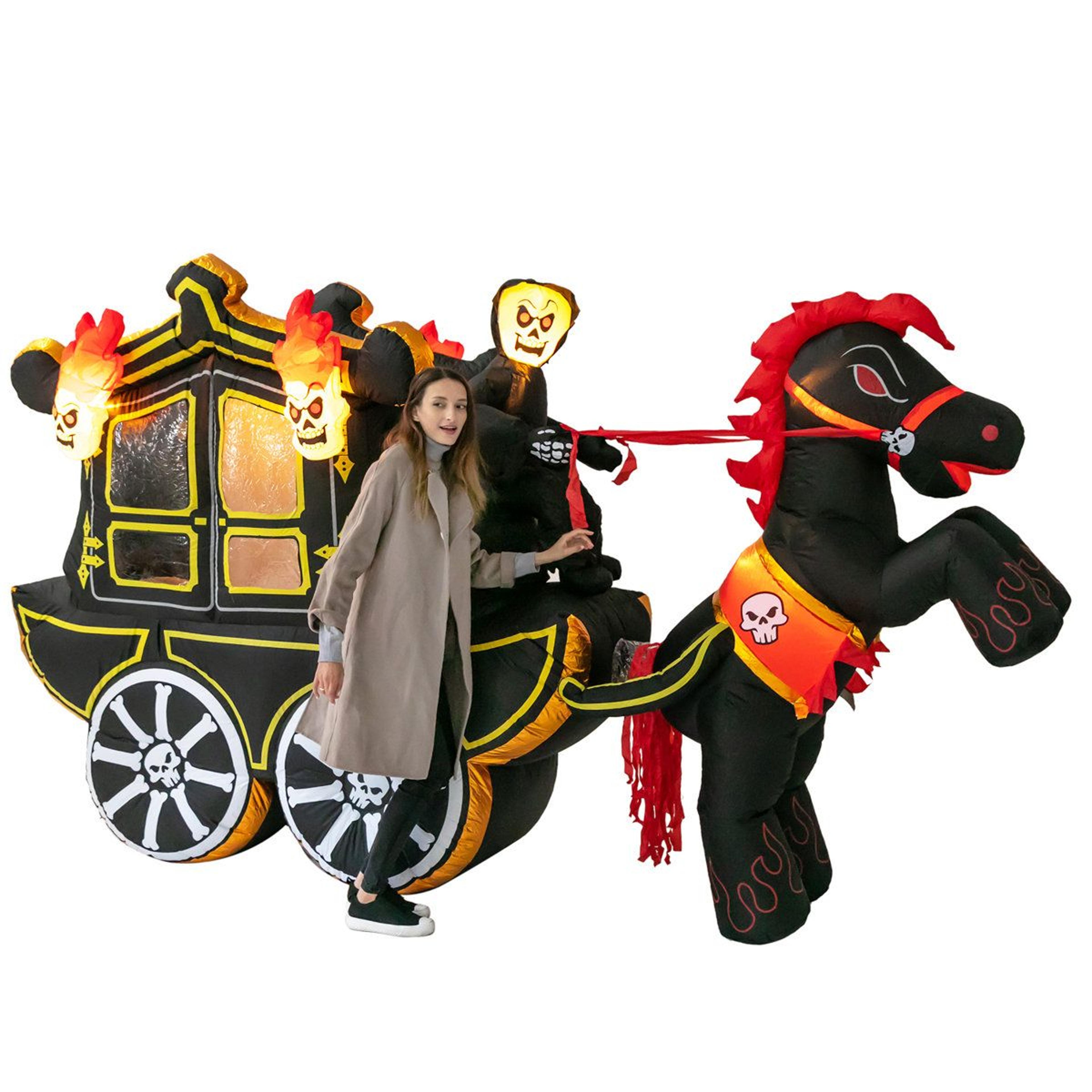 halloween inflatable carriage decoration with led lights