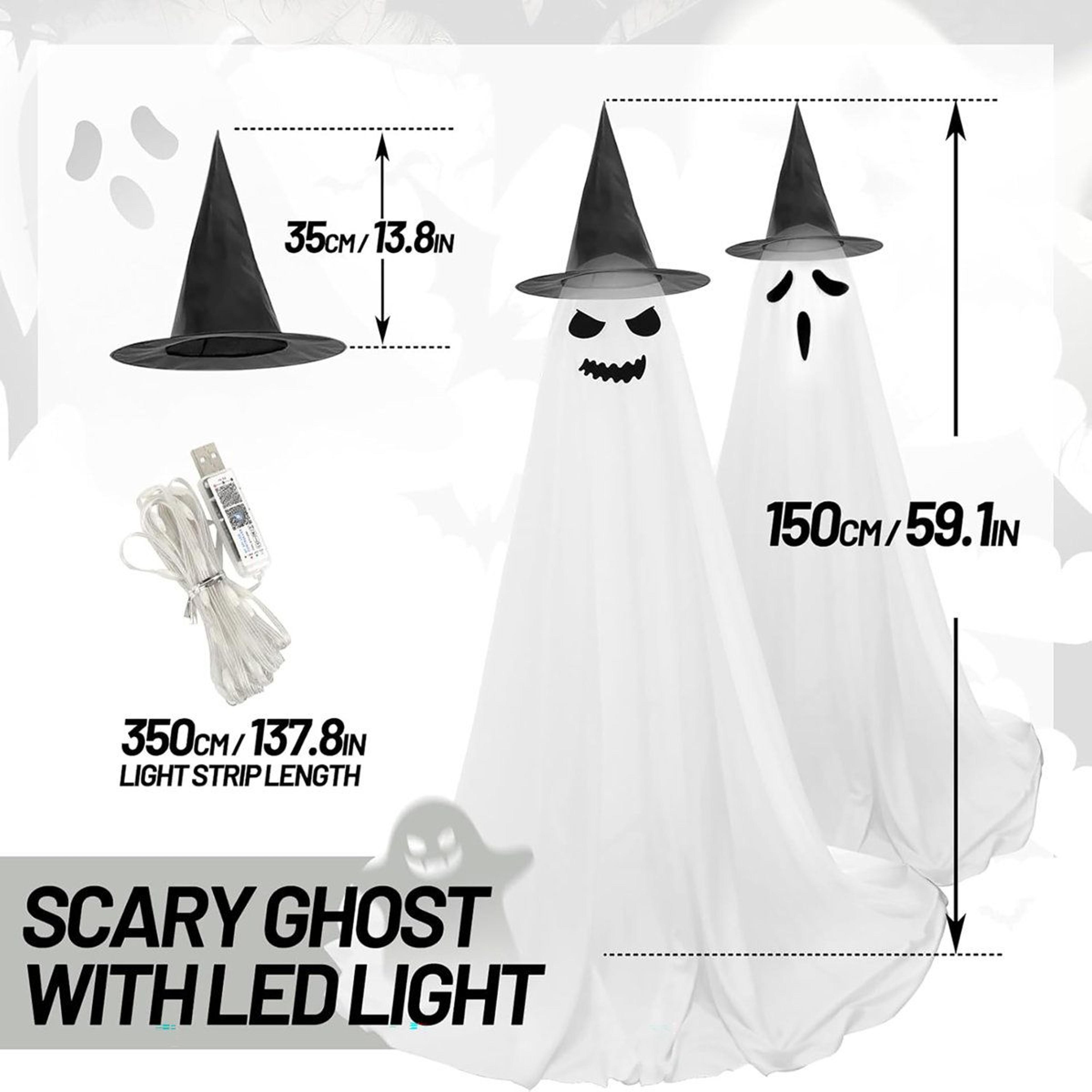 Halloween Ghost Decorations With LED Lights And Witch Hats 1