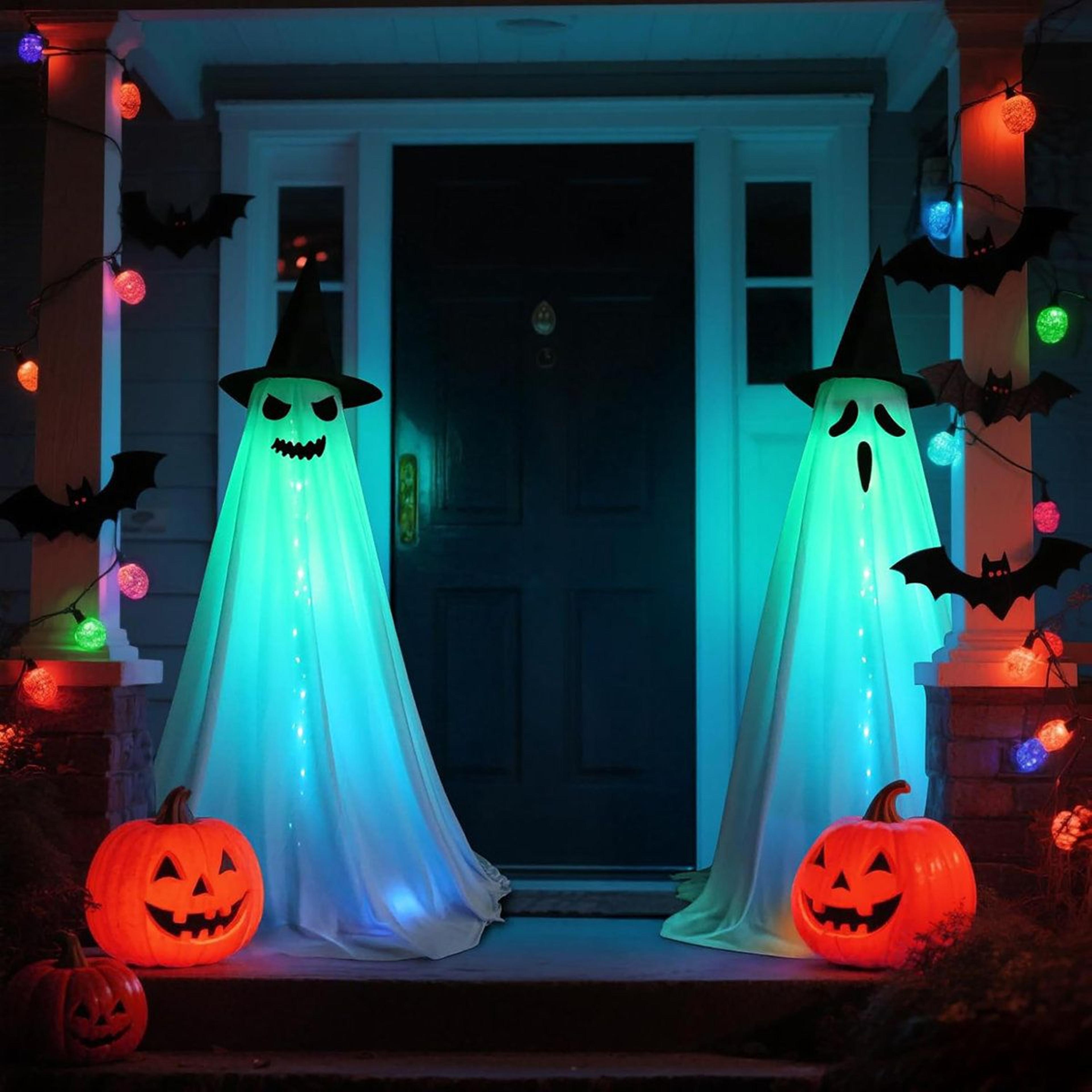 Halloween Ghost Decorations With LED Lights And Witch Hats 3