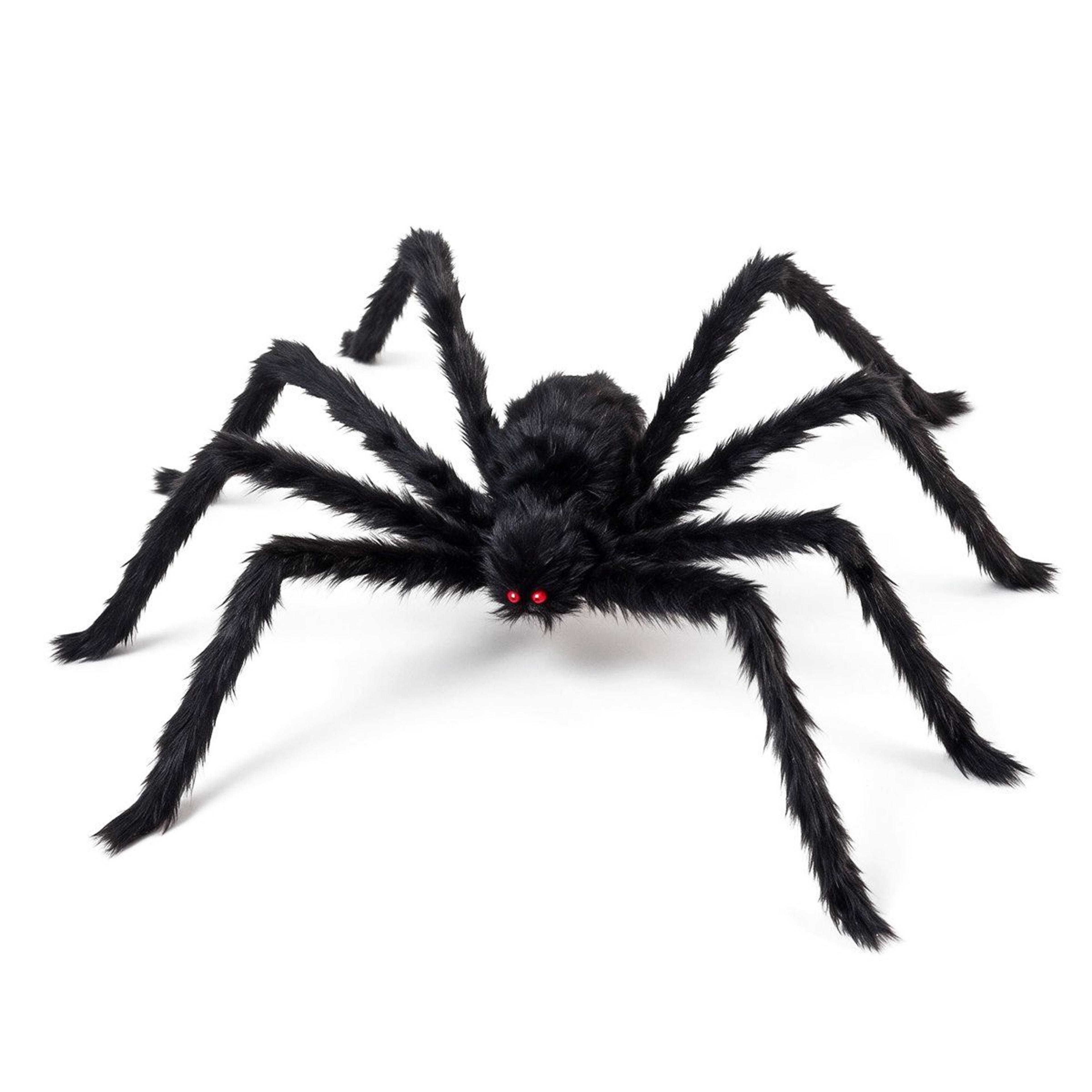 Giant Furry Halloween Spider With Web Set For Indoor And Outdoor Decorations 4