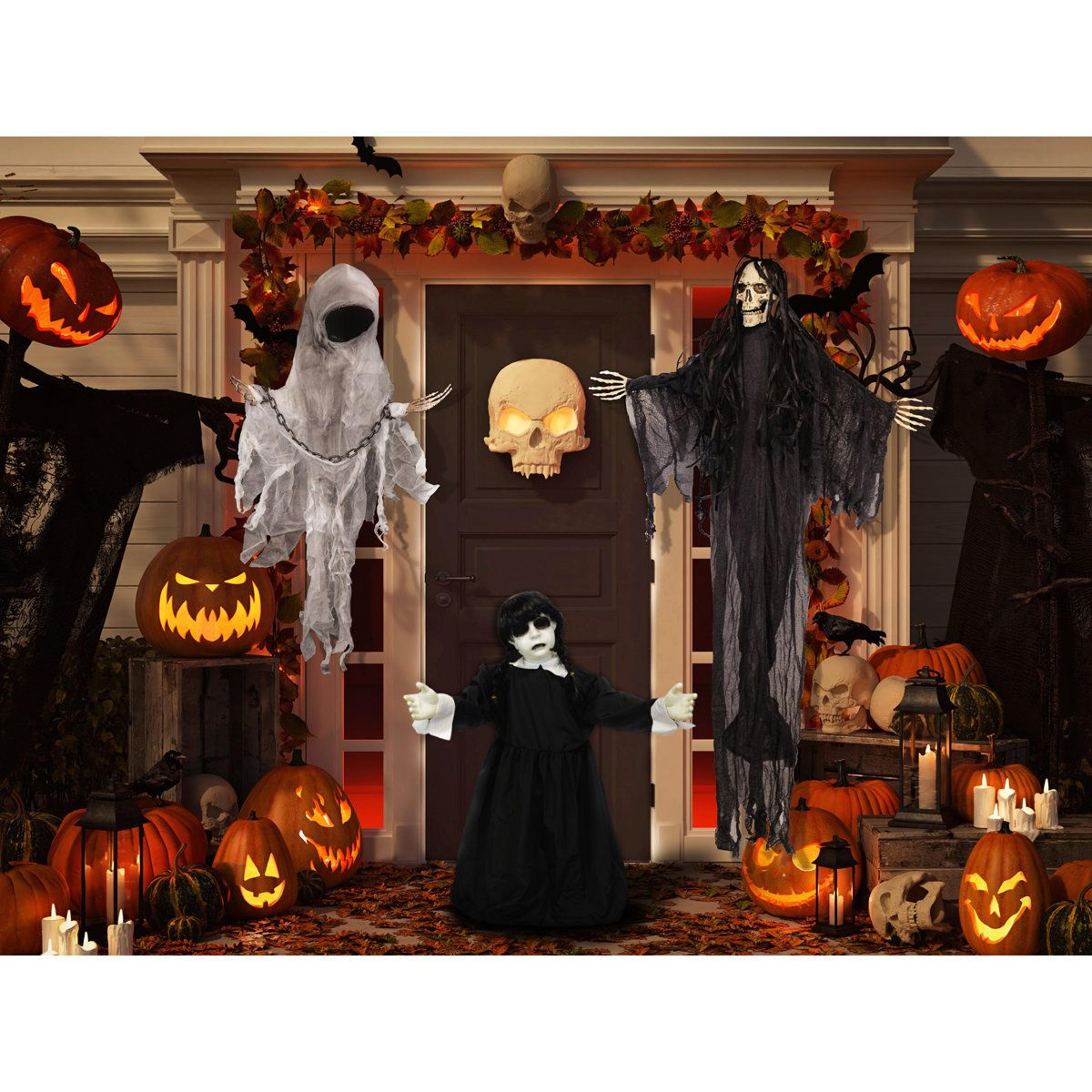 Hanging Halloween Ghost And Witch Decoration With Battery Powered LED Lights 3