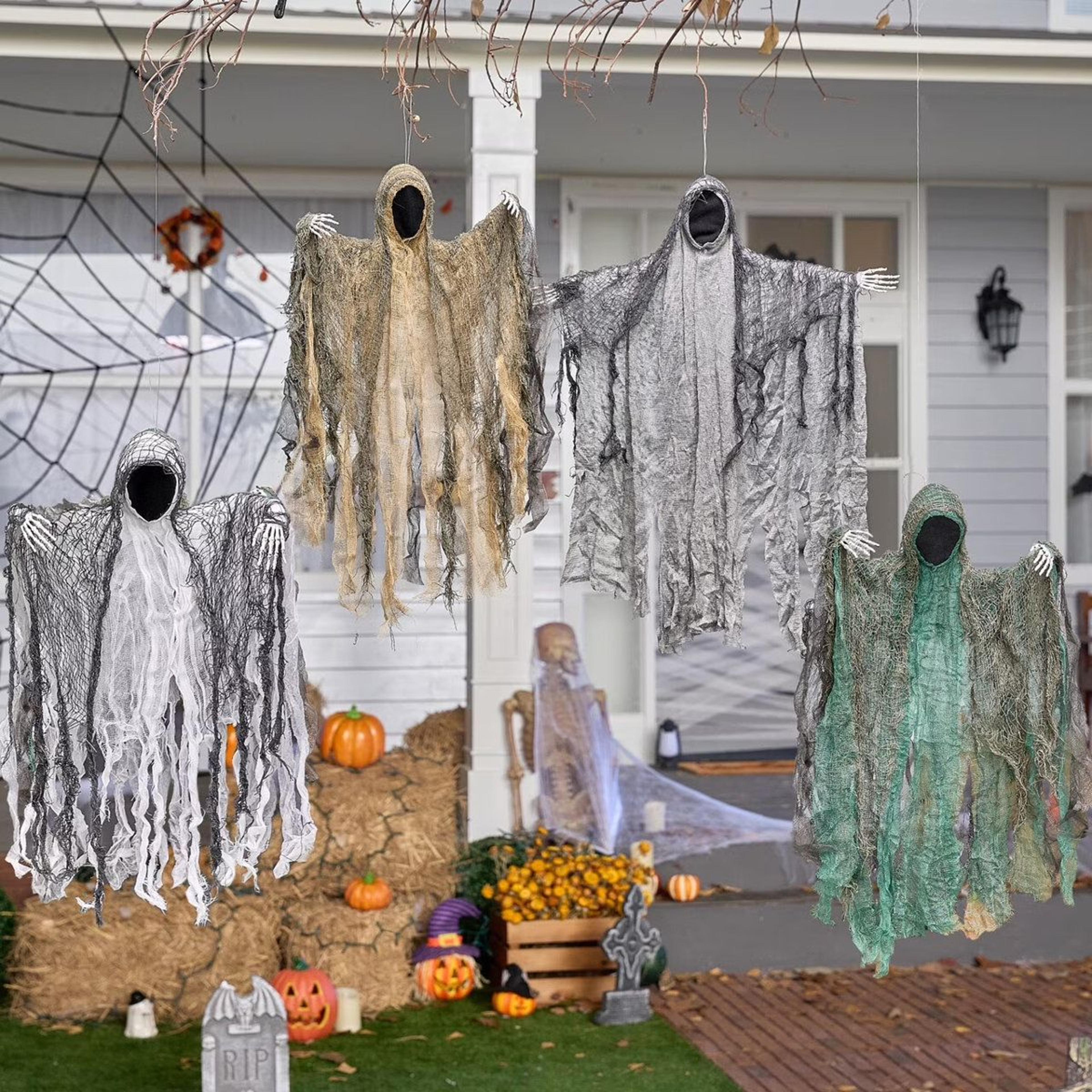 Halloween Hanging Faceless Ghost Decorations Multicolor Set 4