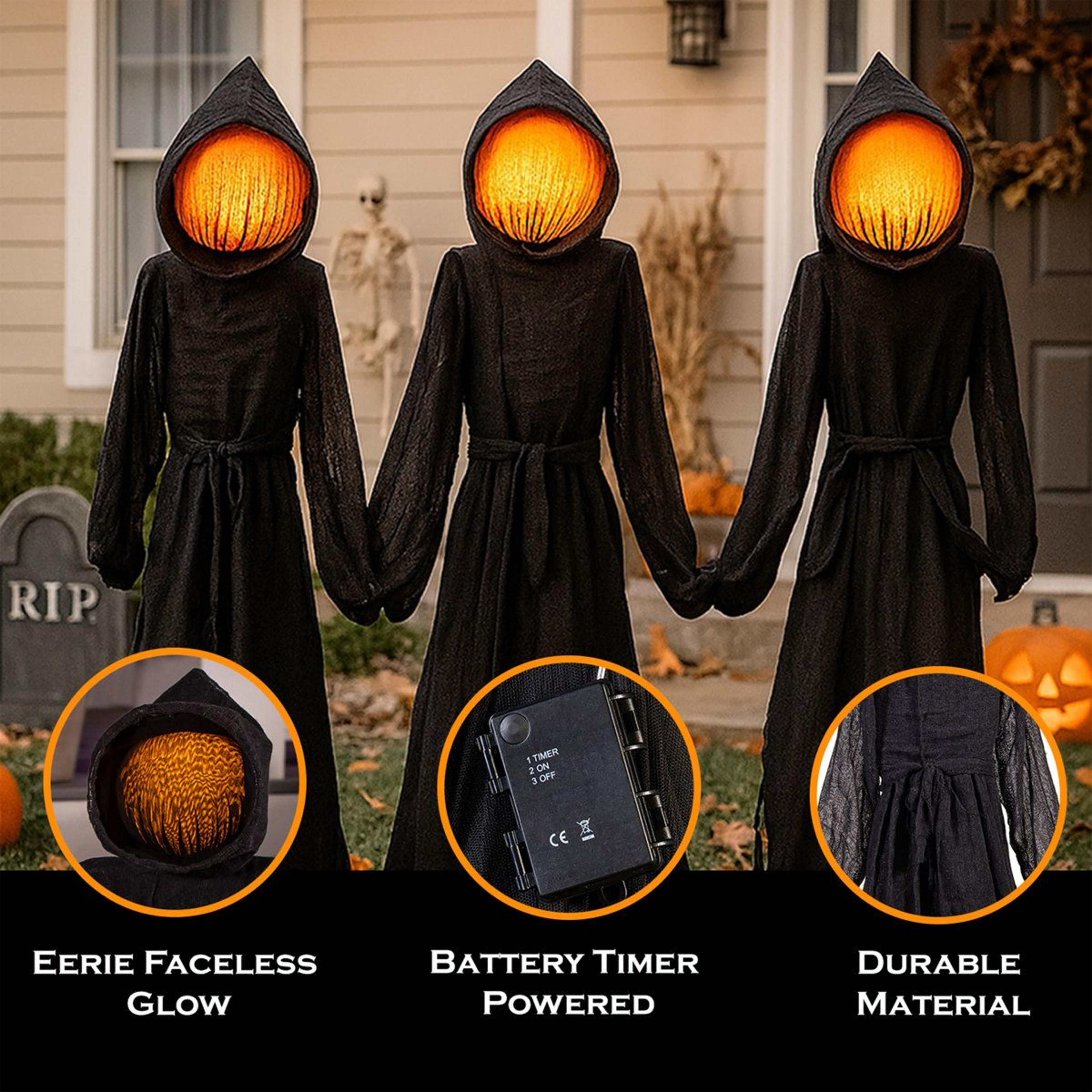 Lighted Cloaked Reaper Garden Stakes Halloween Decorations 2