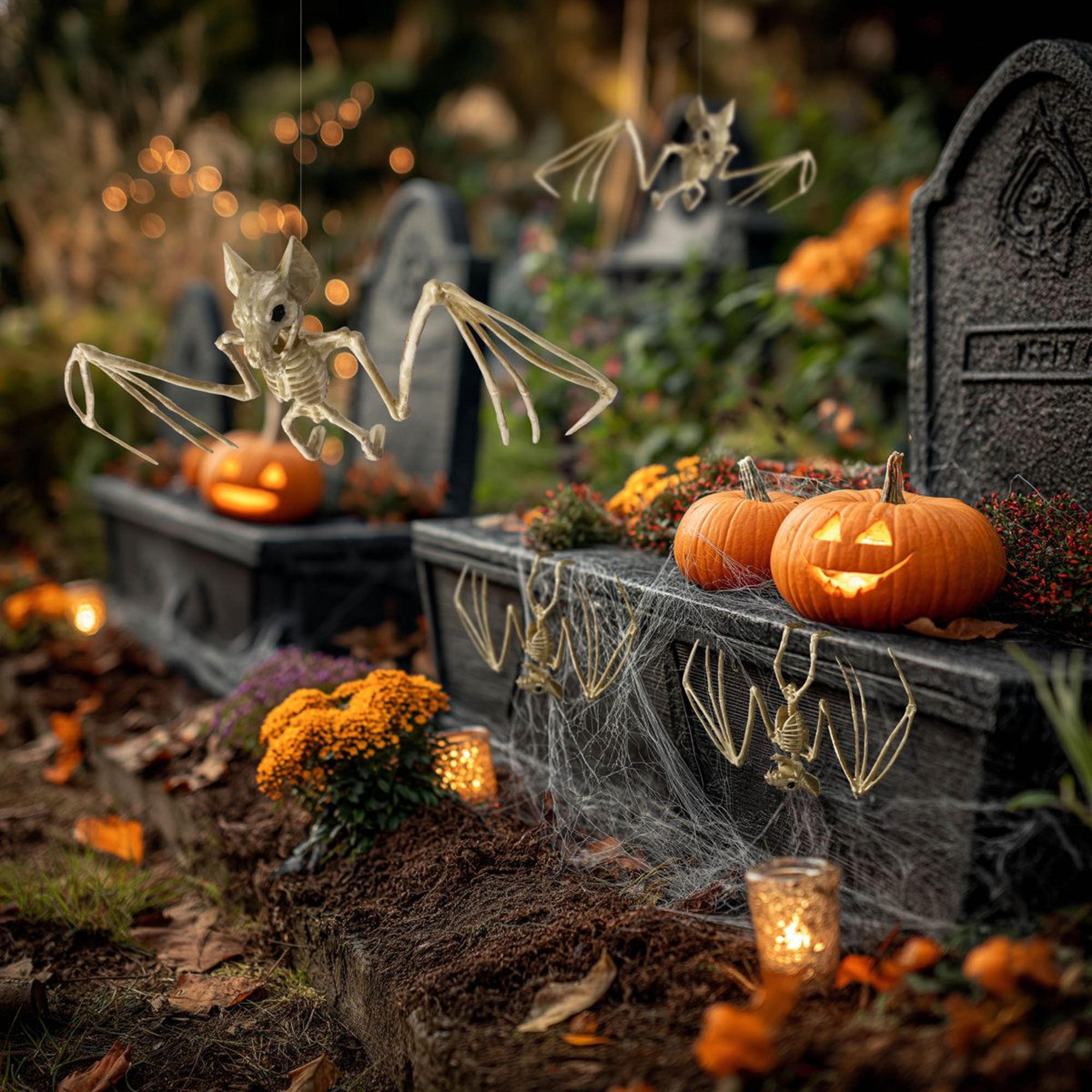 bat skeleton halloween decorations hanging skull and bone figurines