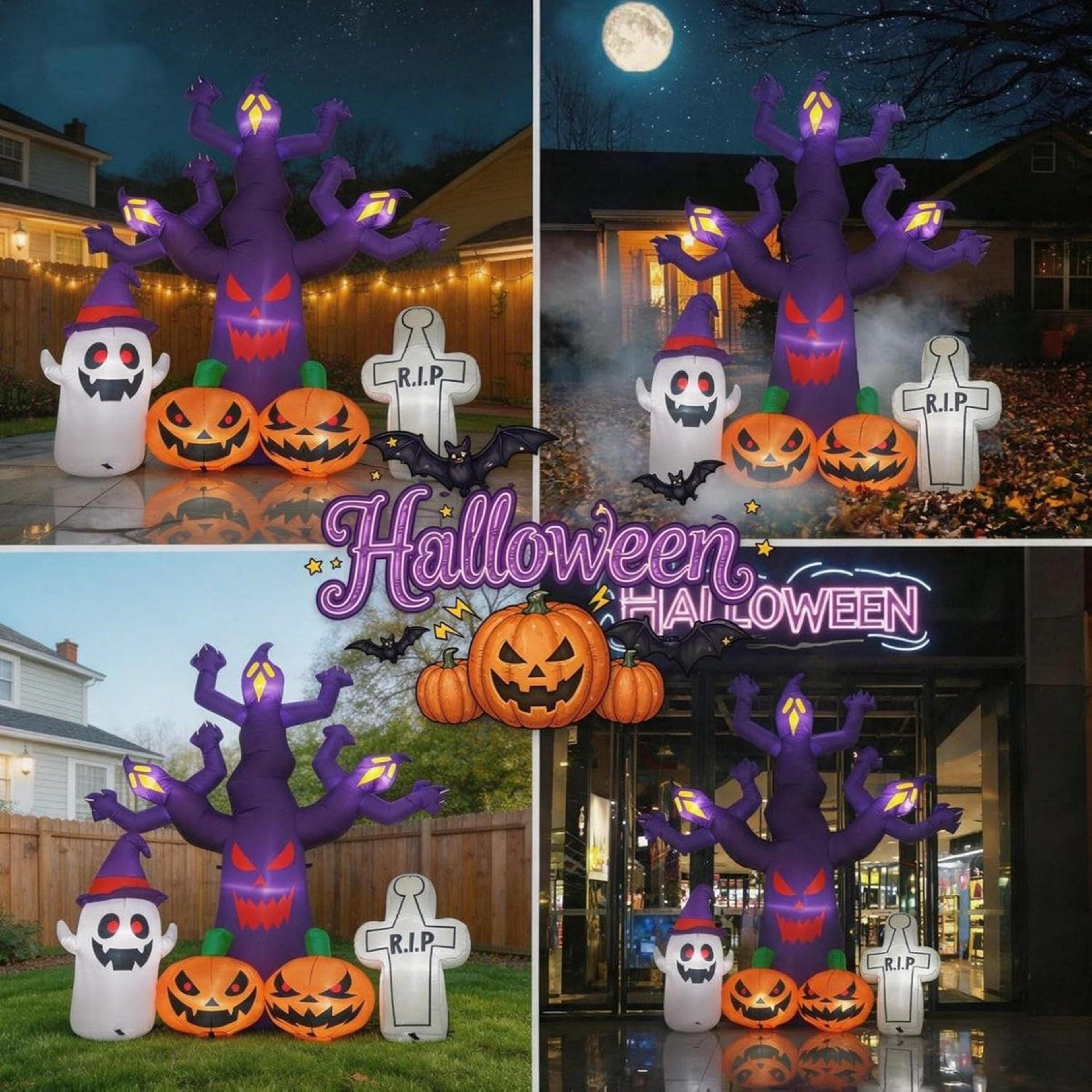 Halloween Inflatable Dead Tree With LED Lights And Spooky Decorations 4