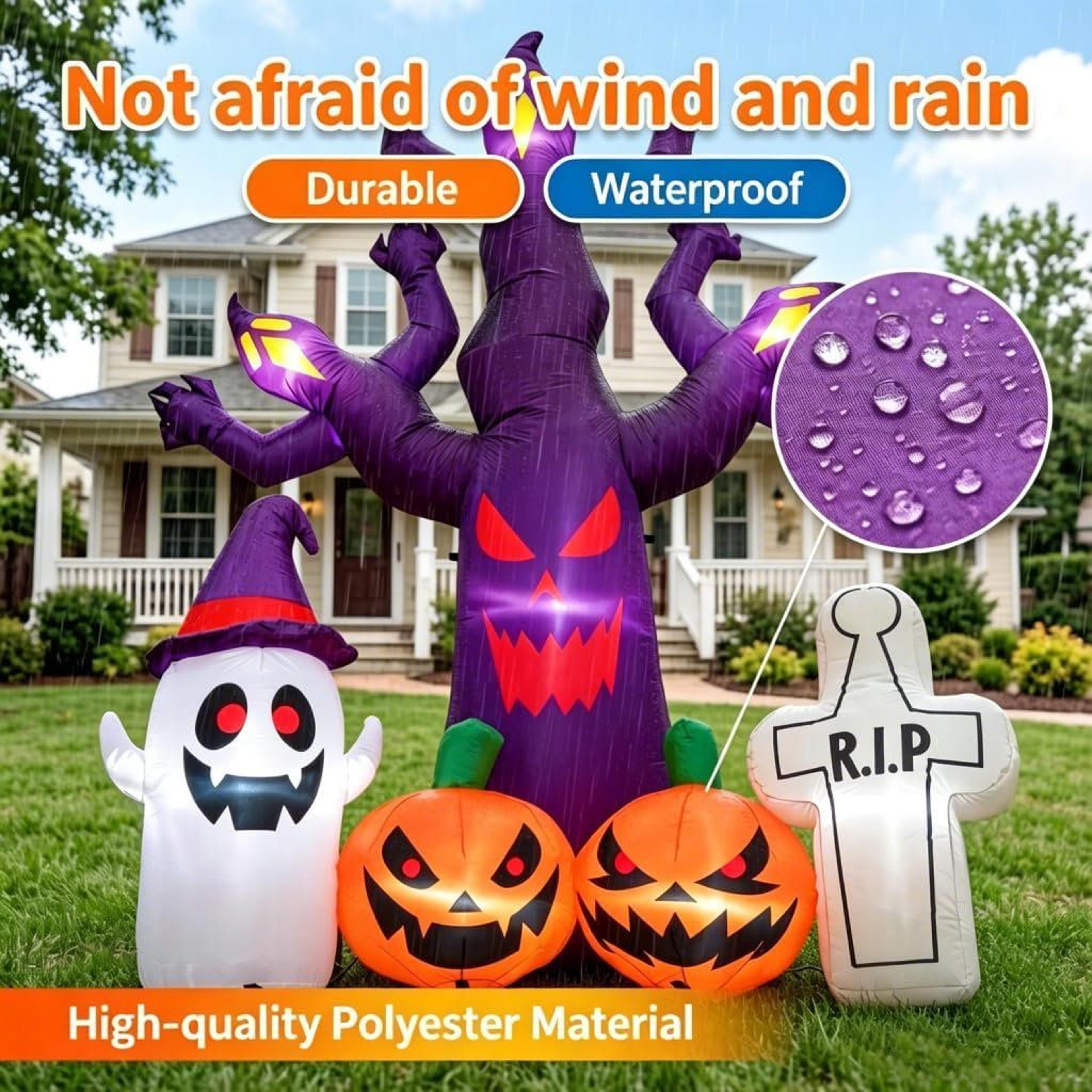 Halloween Inflatable Dead Tree With LED Lights And Spooky Decorations 2