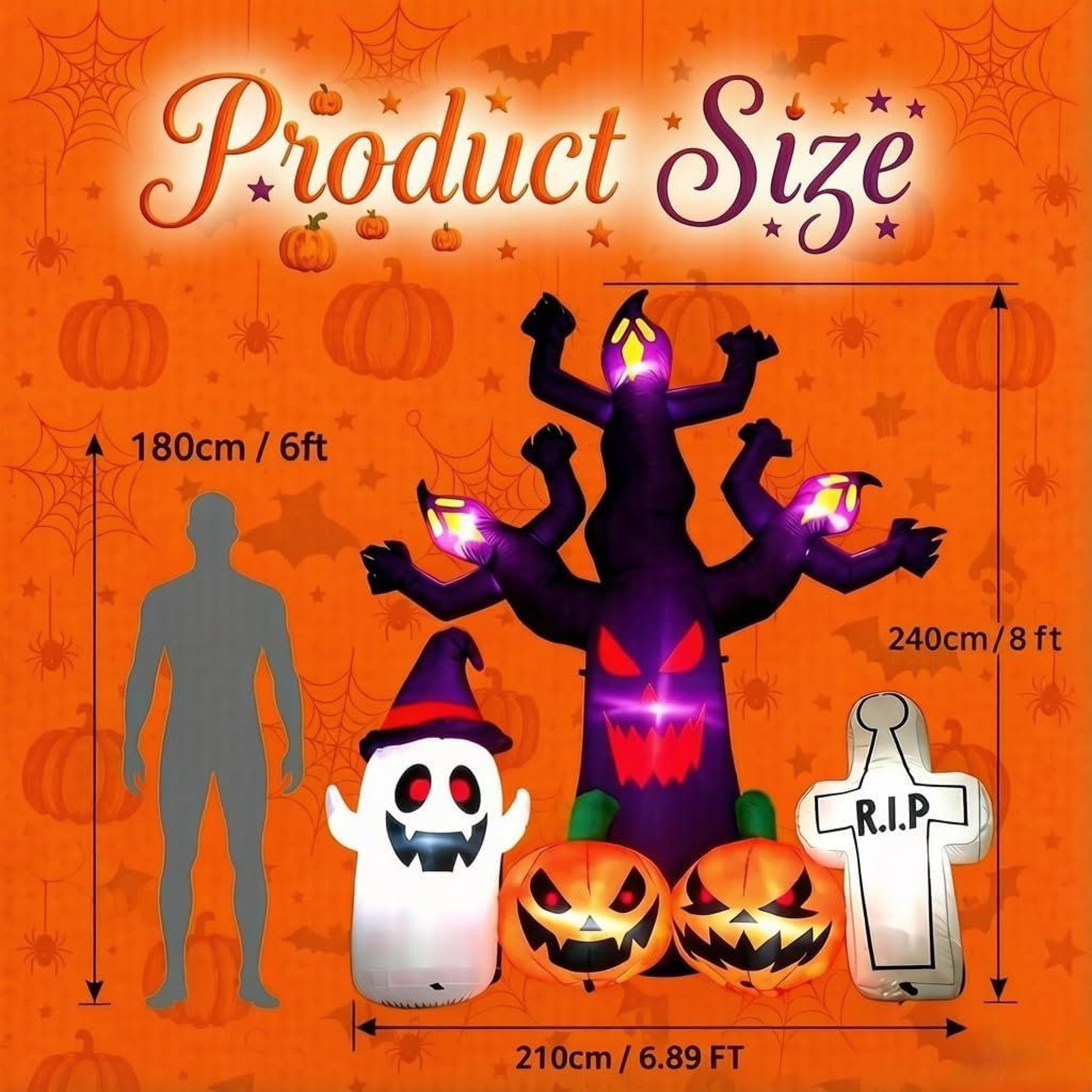 Halloween Inflatable Dead Tree With LED Lights And Spooky Decorations 6