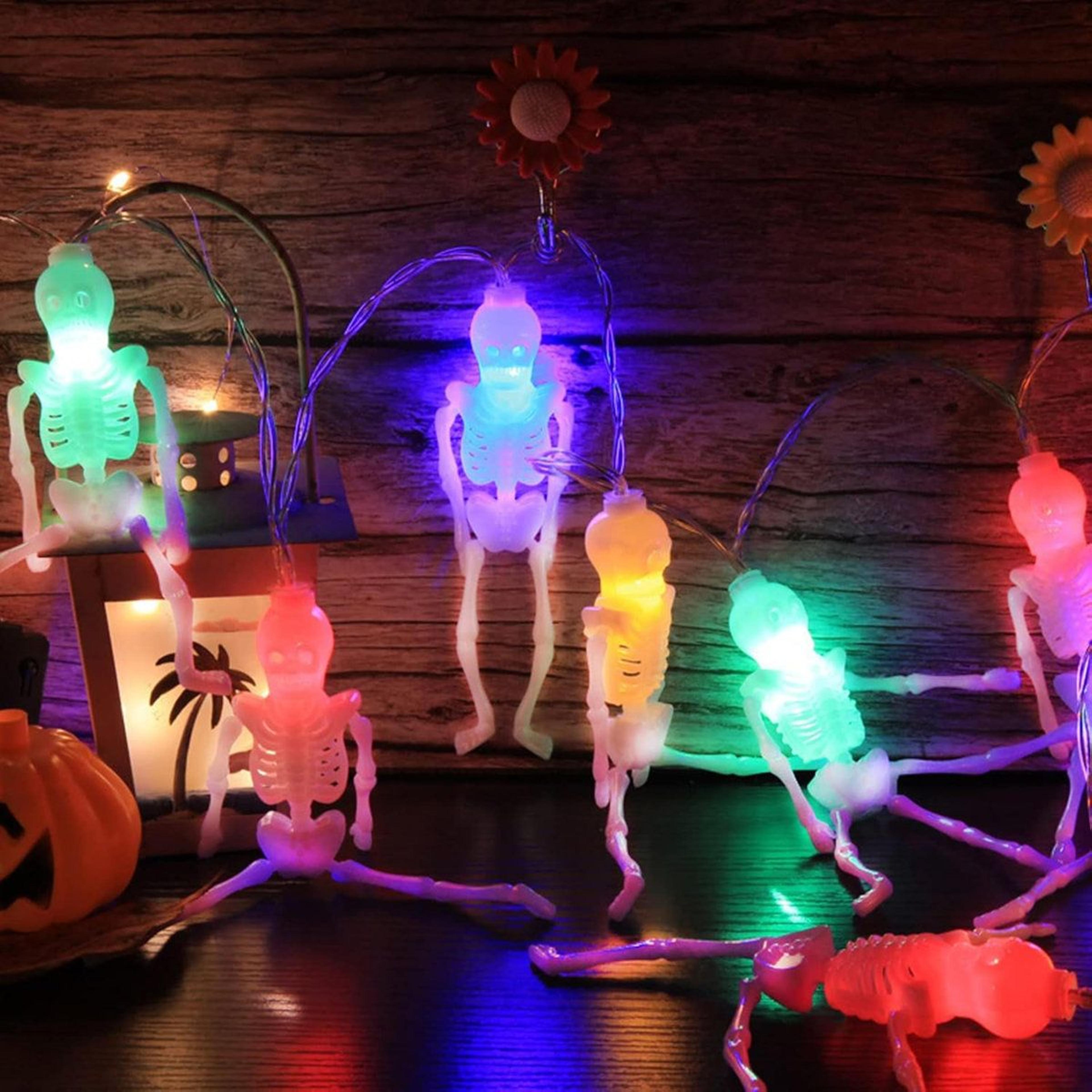 Halloween Skeleton Skull String Lights Battery Operated LED Decorations 2