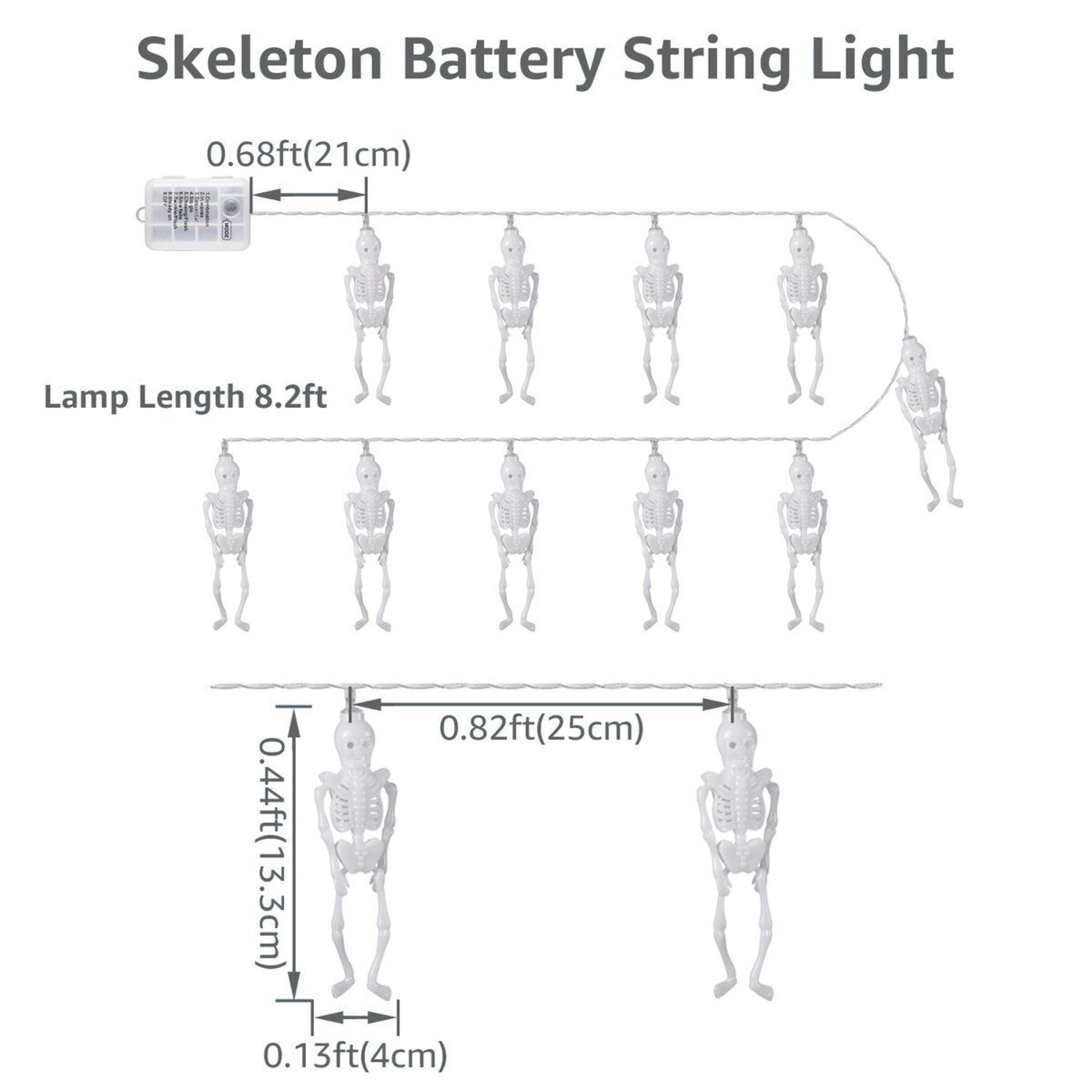 Halloween Skeleton Skull String Lights Battery Operated LED Decorations 4