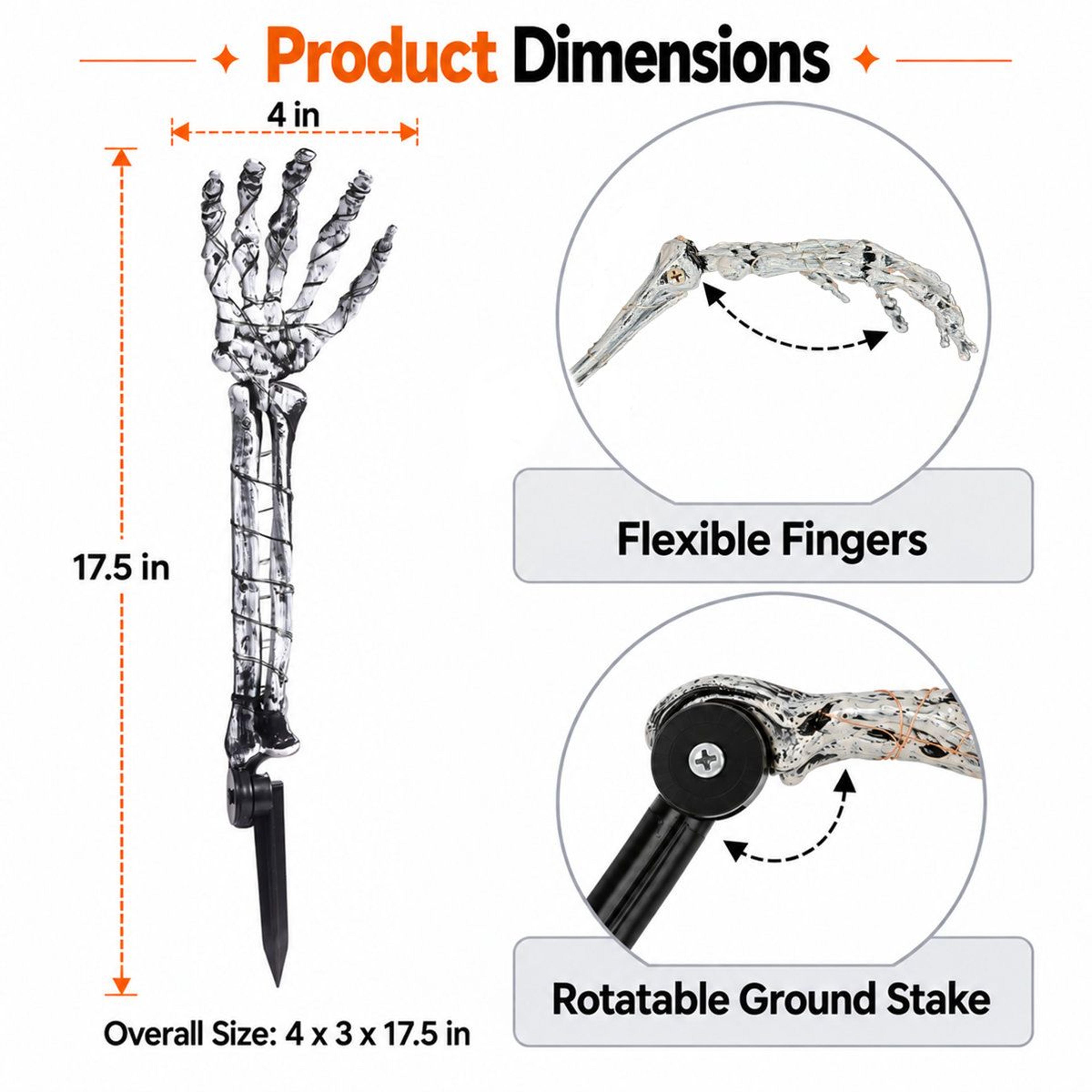 Outdoor Halloween Skeleton Hand Stake Lights With Purple LEDs 4