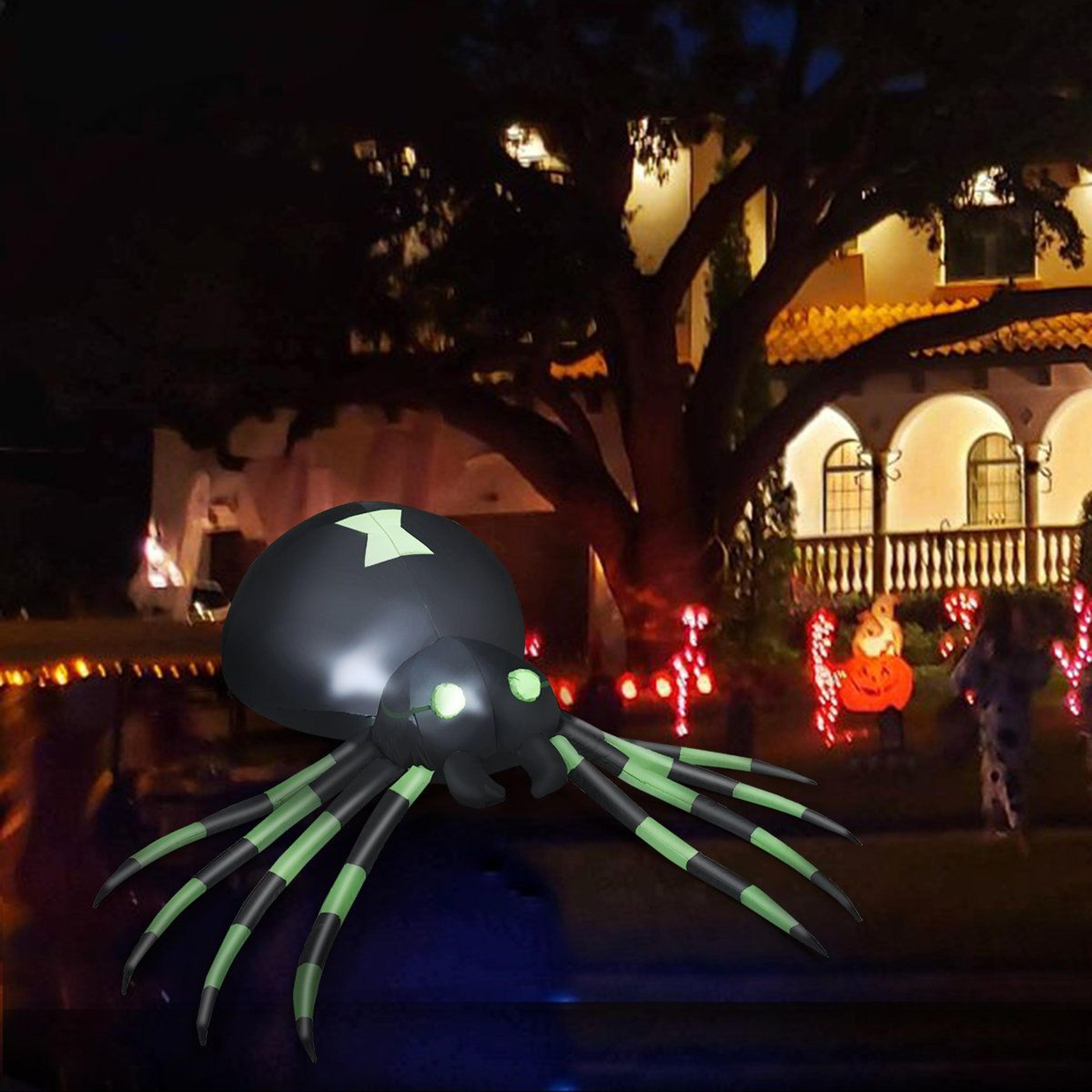 halloween inflatable spider decoration with led lights and stakes