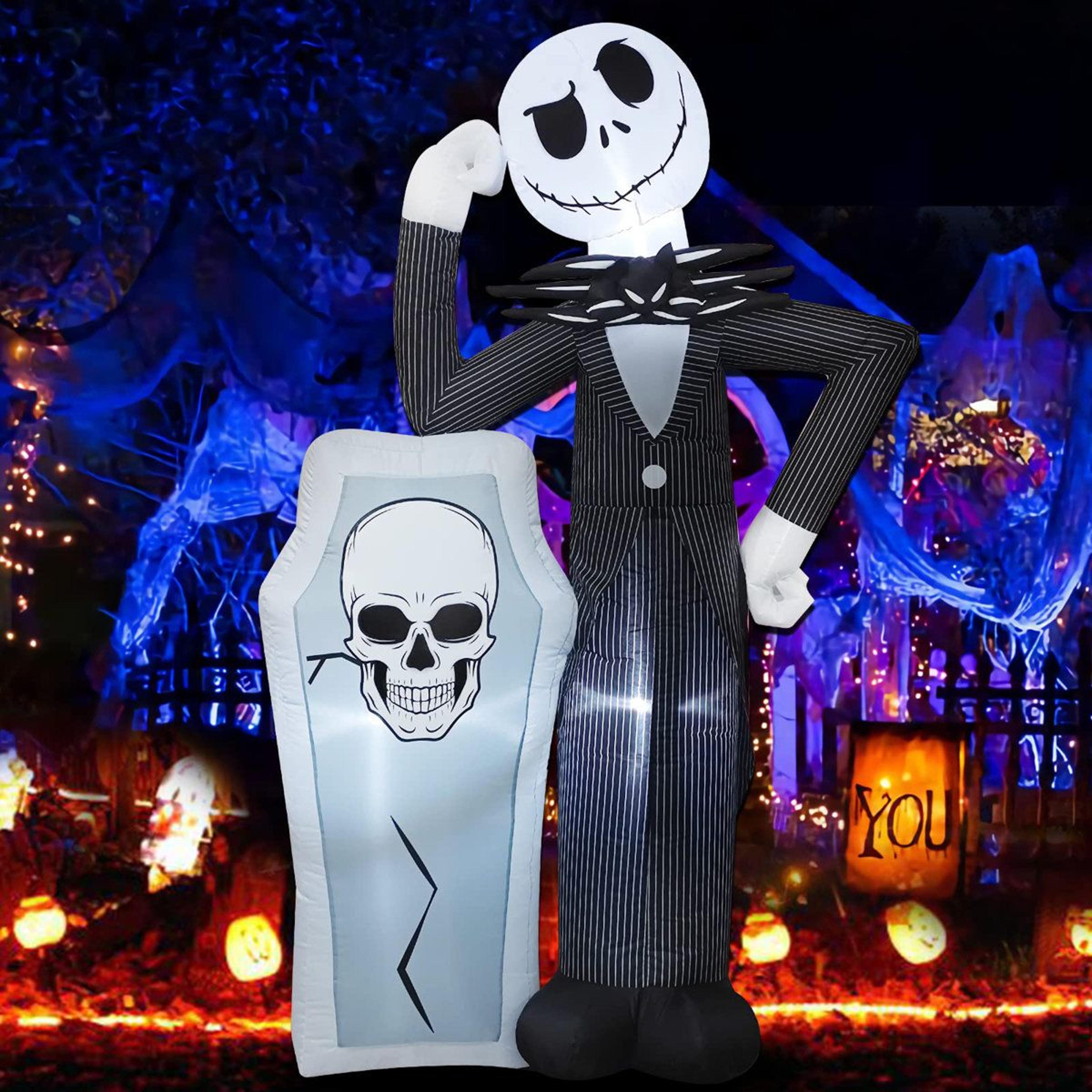 inflatable halloween skeleton outdoor decoration with led lights