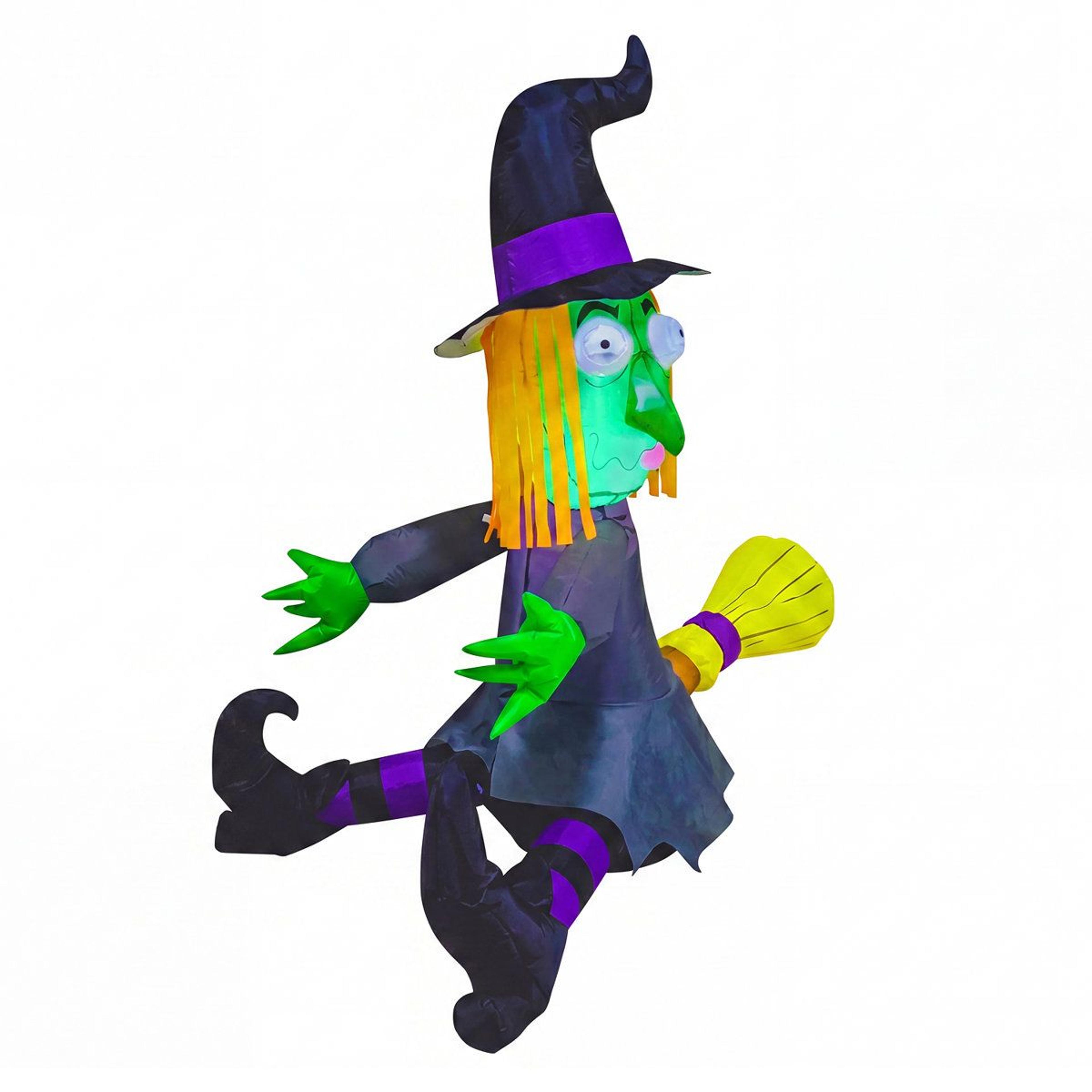 halloween inflatable witch with built-in led lights for outdoor yard decor