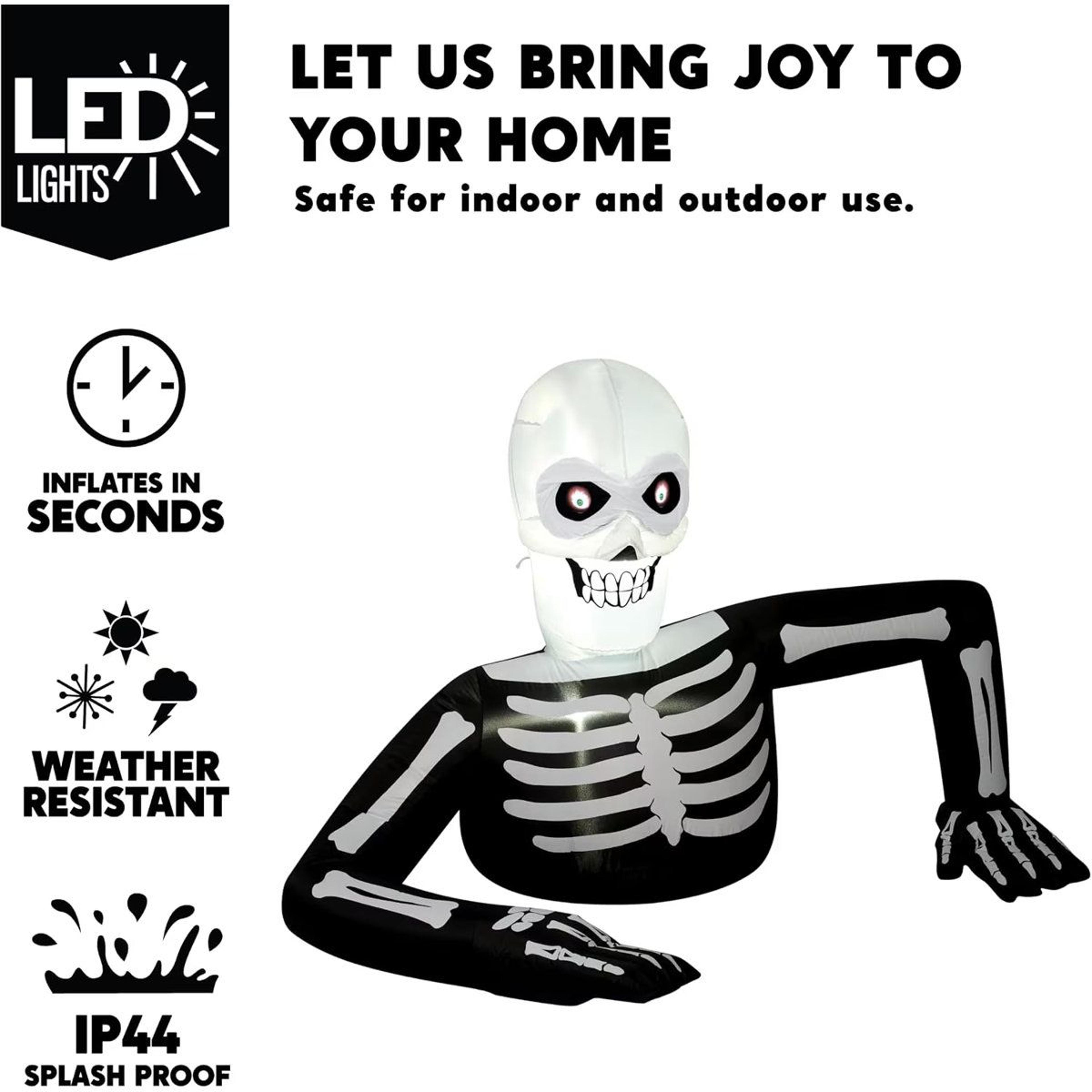 Long Skeleton Halloween Inflatable Decoration With Projector Eyes 1
