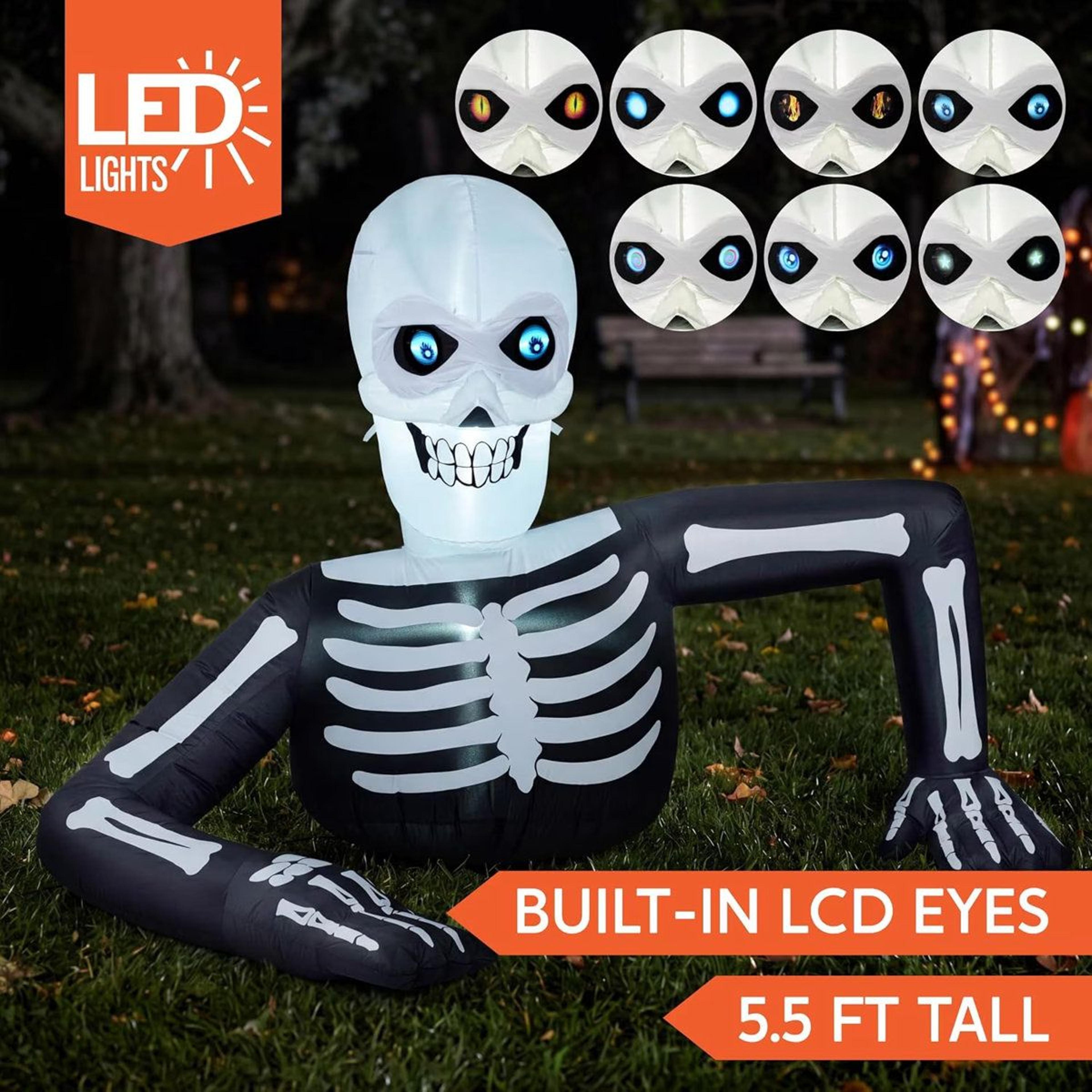 Long Skeleton Halloween Inflatable Decoration With Projector Eyes 2