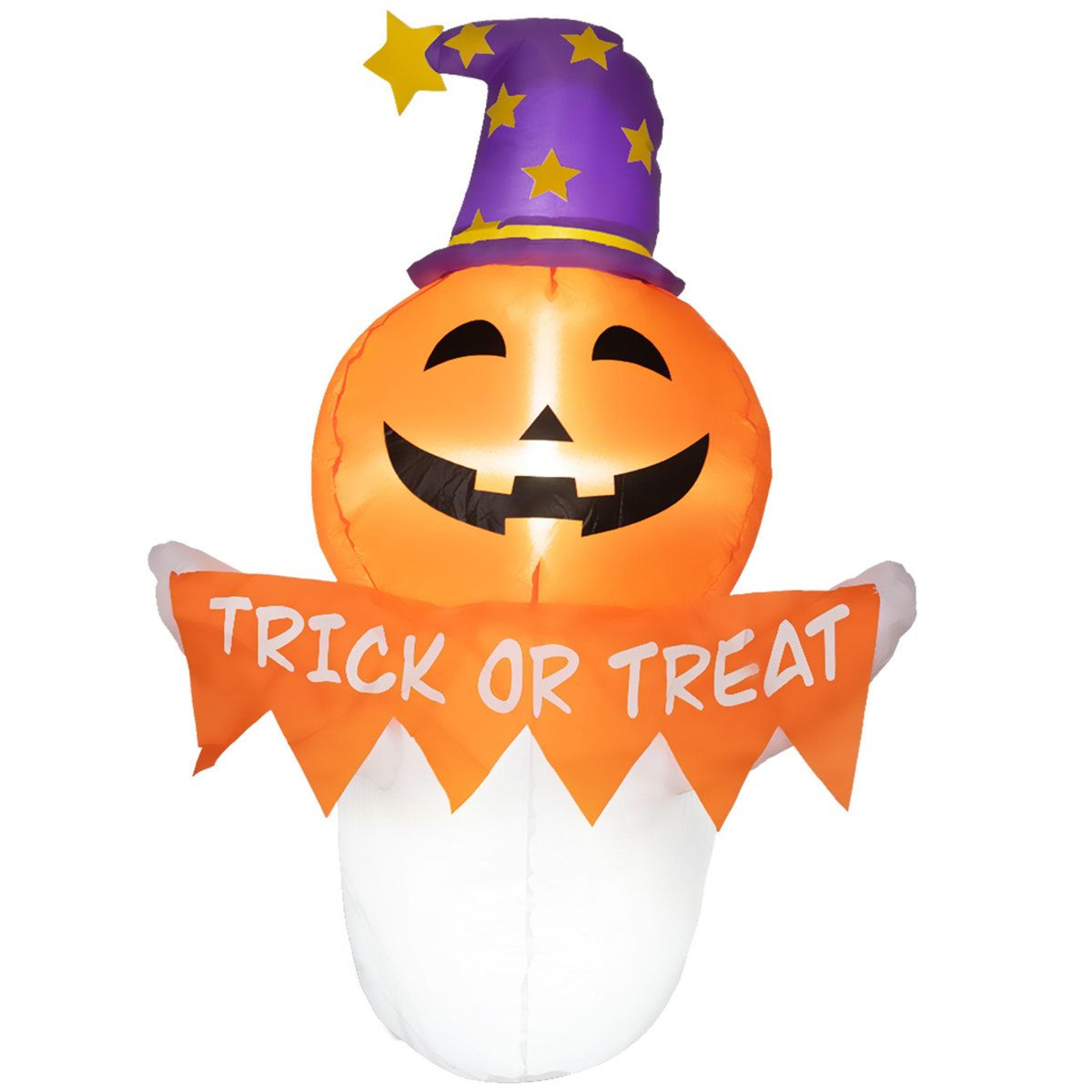 Halloween Inflatable Window Ghost Decoration With Orange Face 6