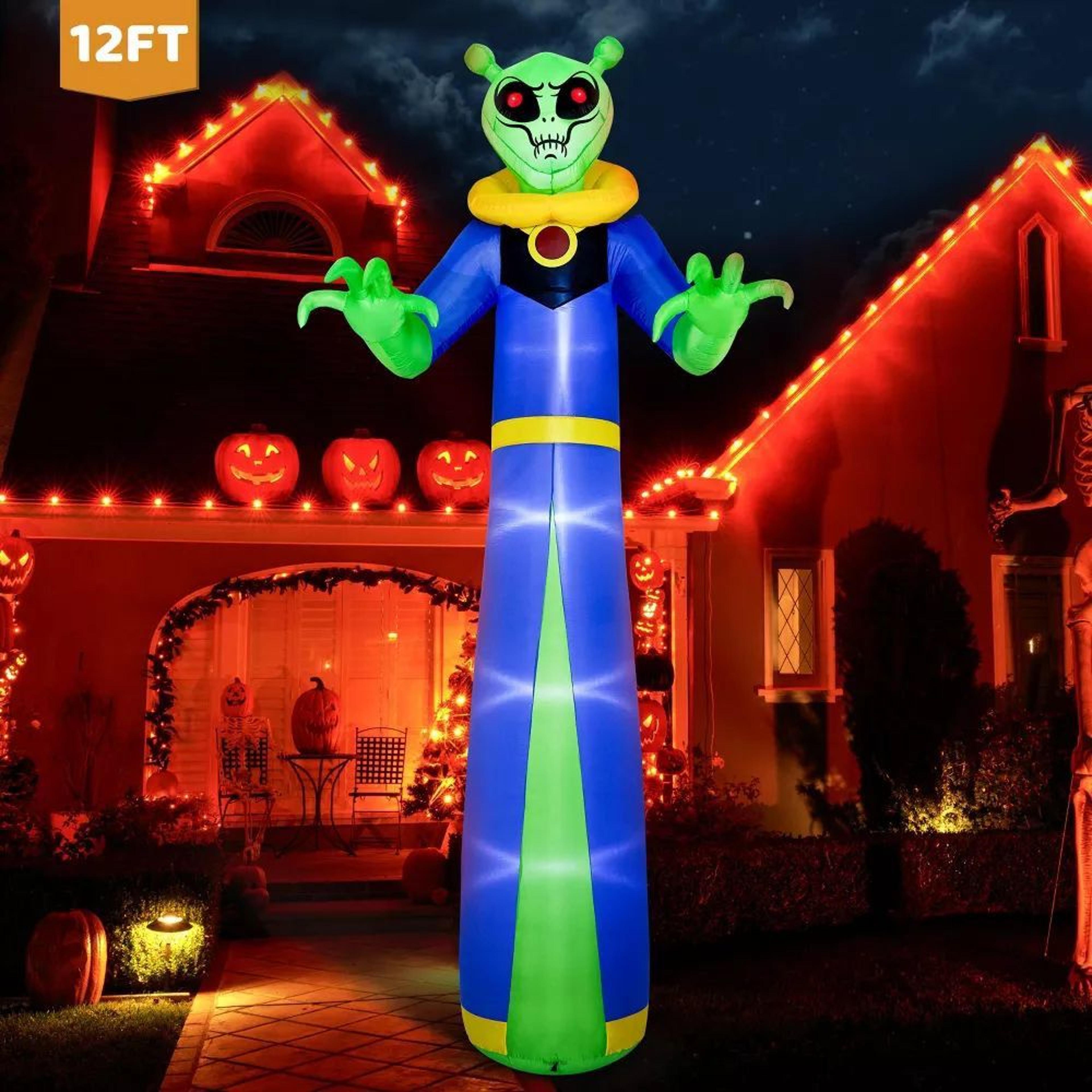 Halloween Inflatable Giant Alien Wizard Ghost With Red LED Eyes 1