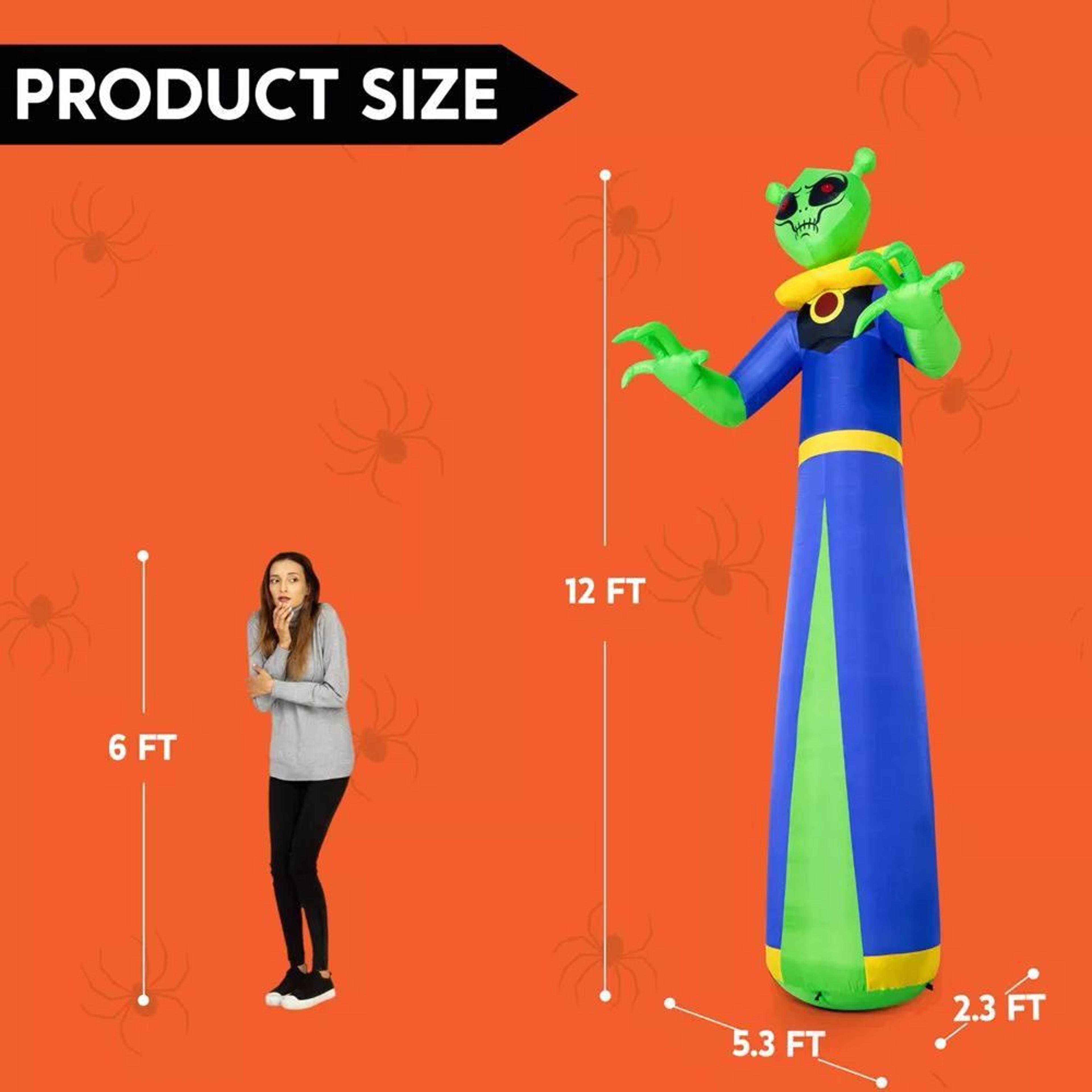 Halloween Inflatable Giant Alien Wizard Ghost With Red LED Eyes 4