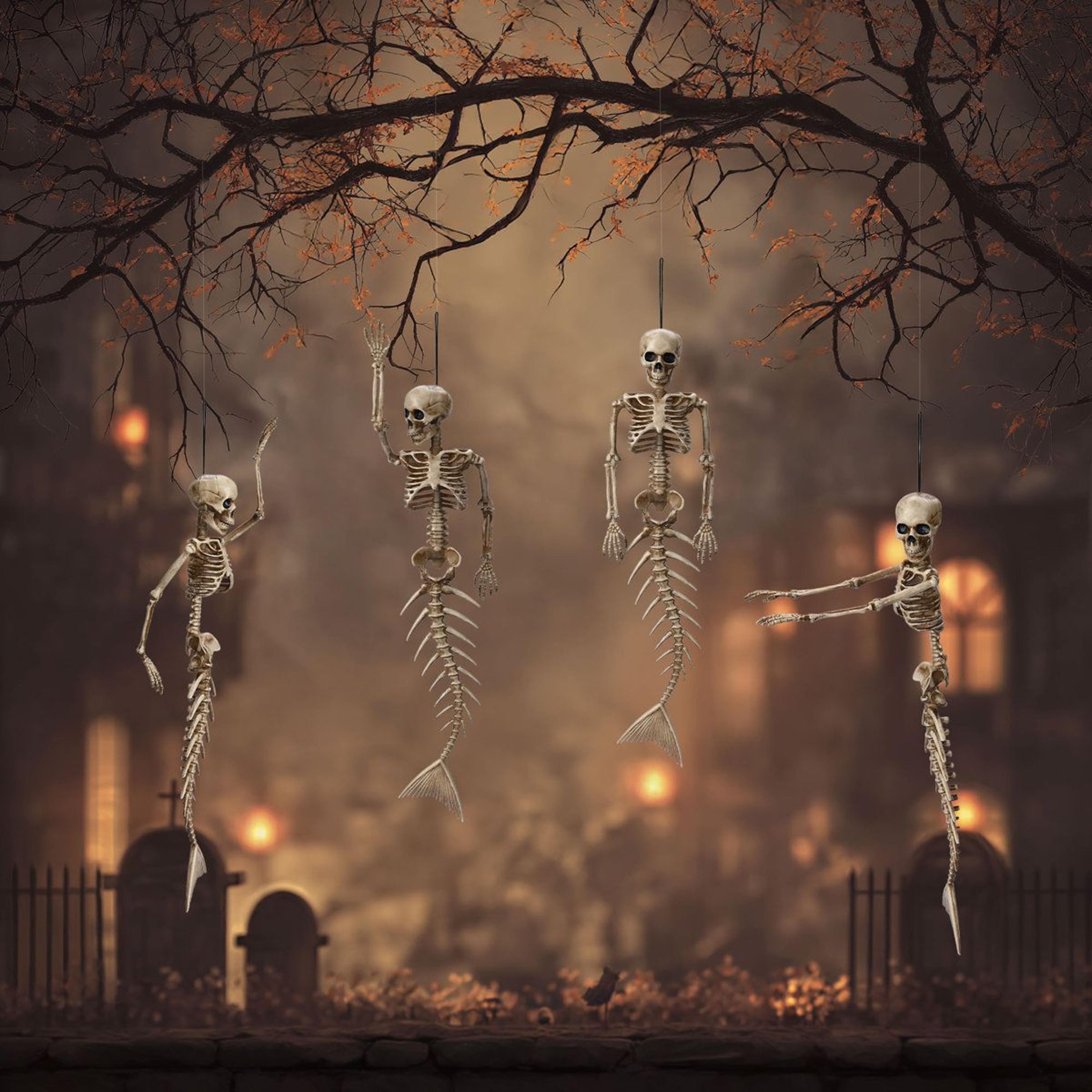 Mermaid Skeleton Halloween Decorations With Movable Joints 5