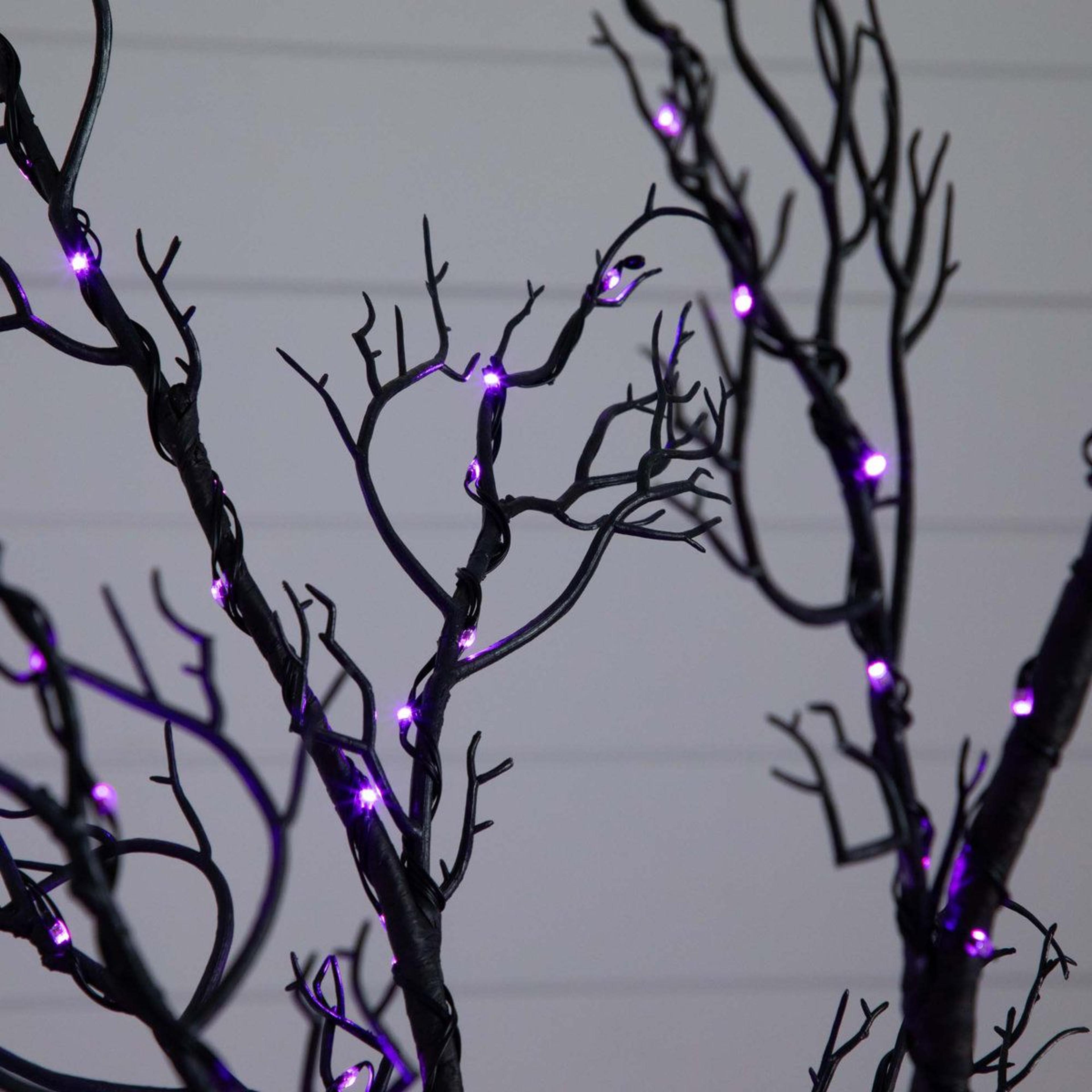 Pre Lit Halloween Artificial Twig Tree With Orange And Purple LED Lights 1