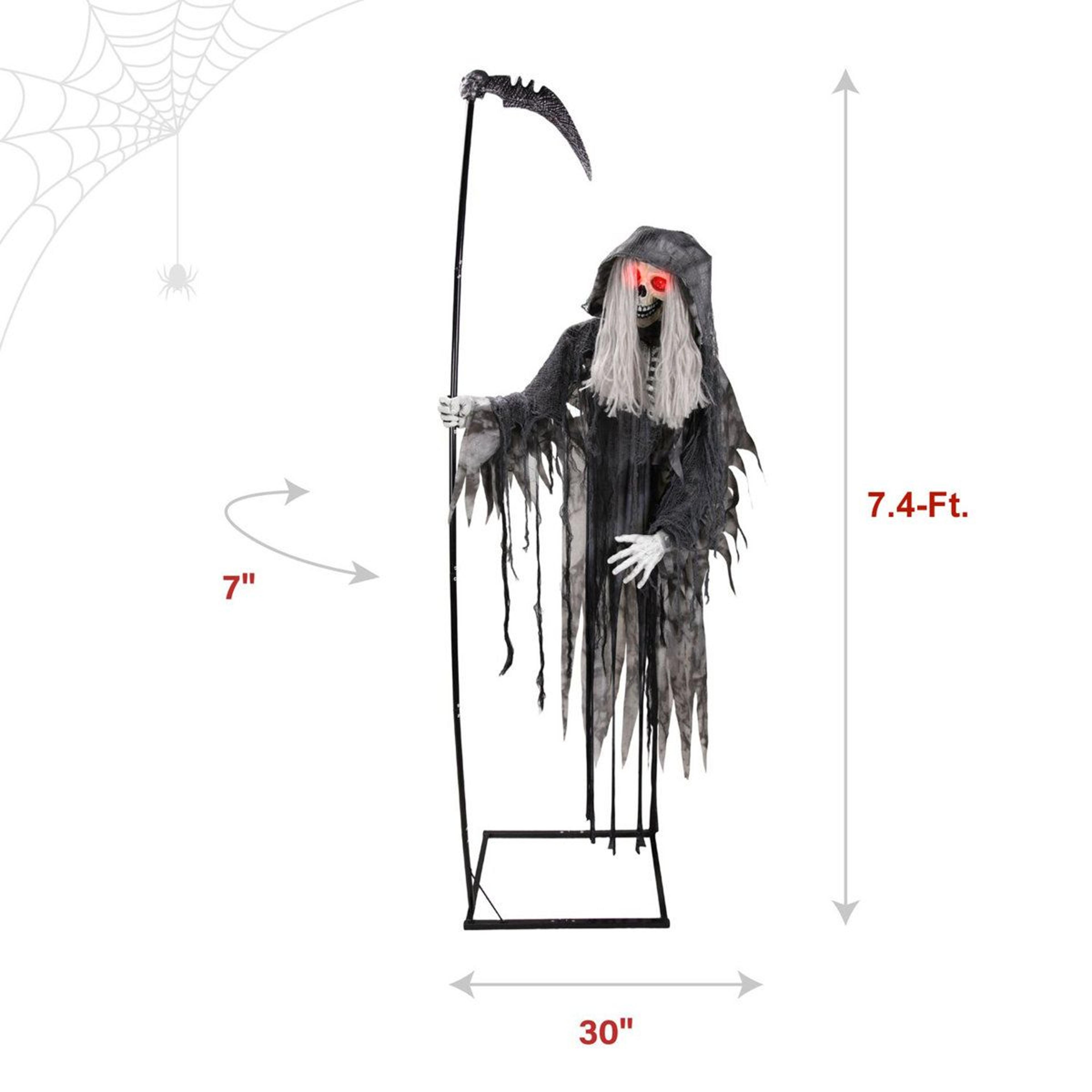 Floating Reaper Halloween Animatronic With Moving Head And Red LED Eyes 4