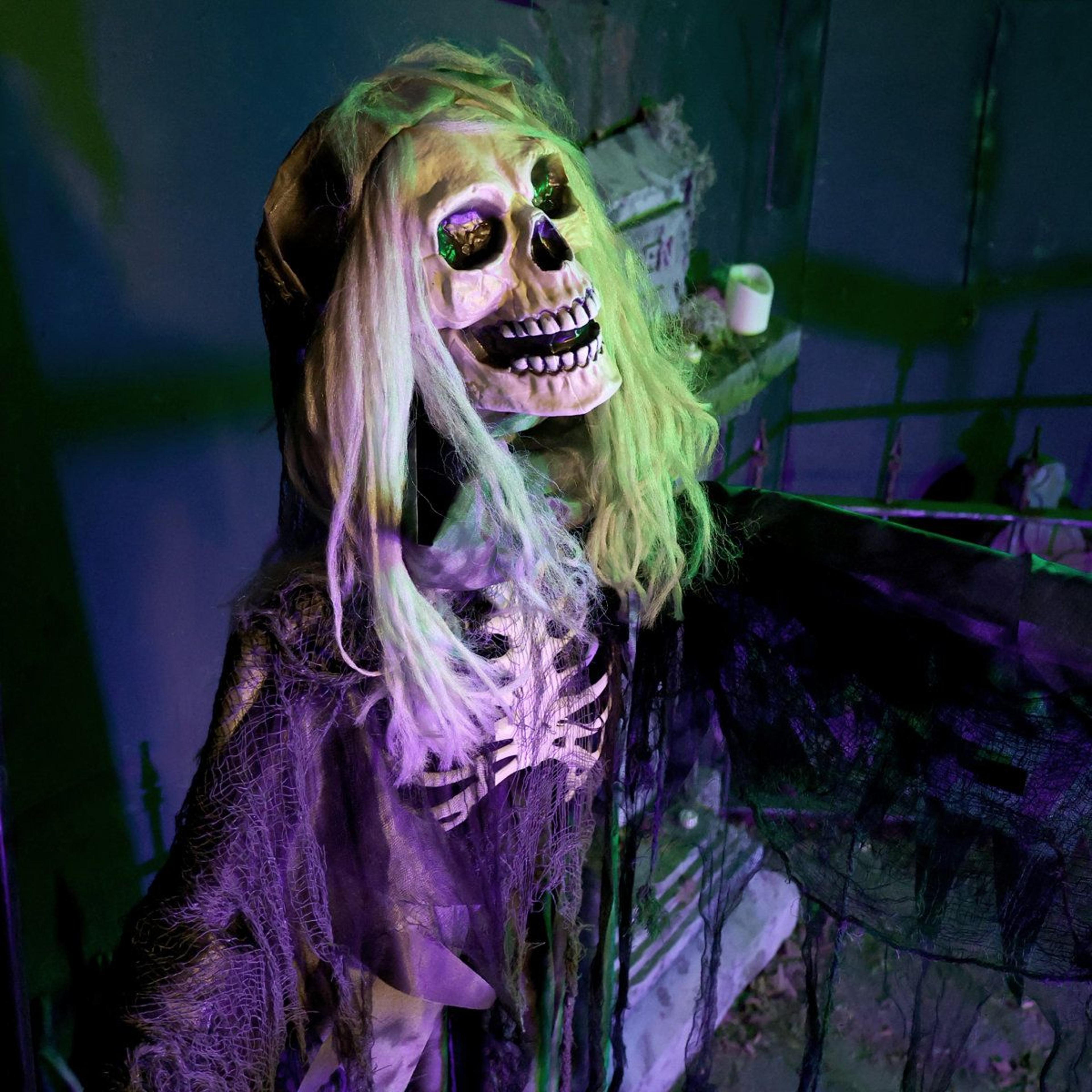 Floating Reaper Halloween Animatronic With Moving Head And Red LED Eyes 3