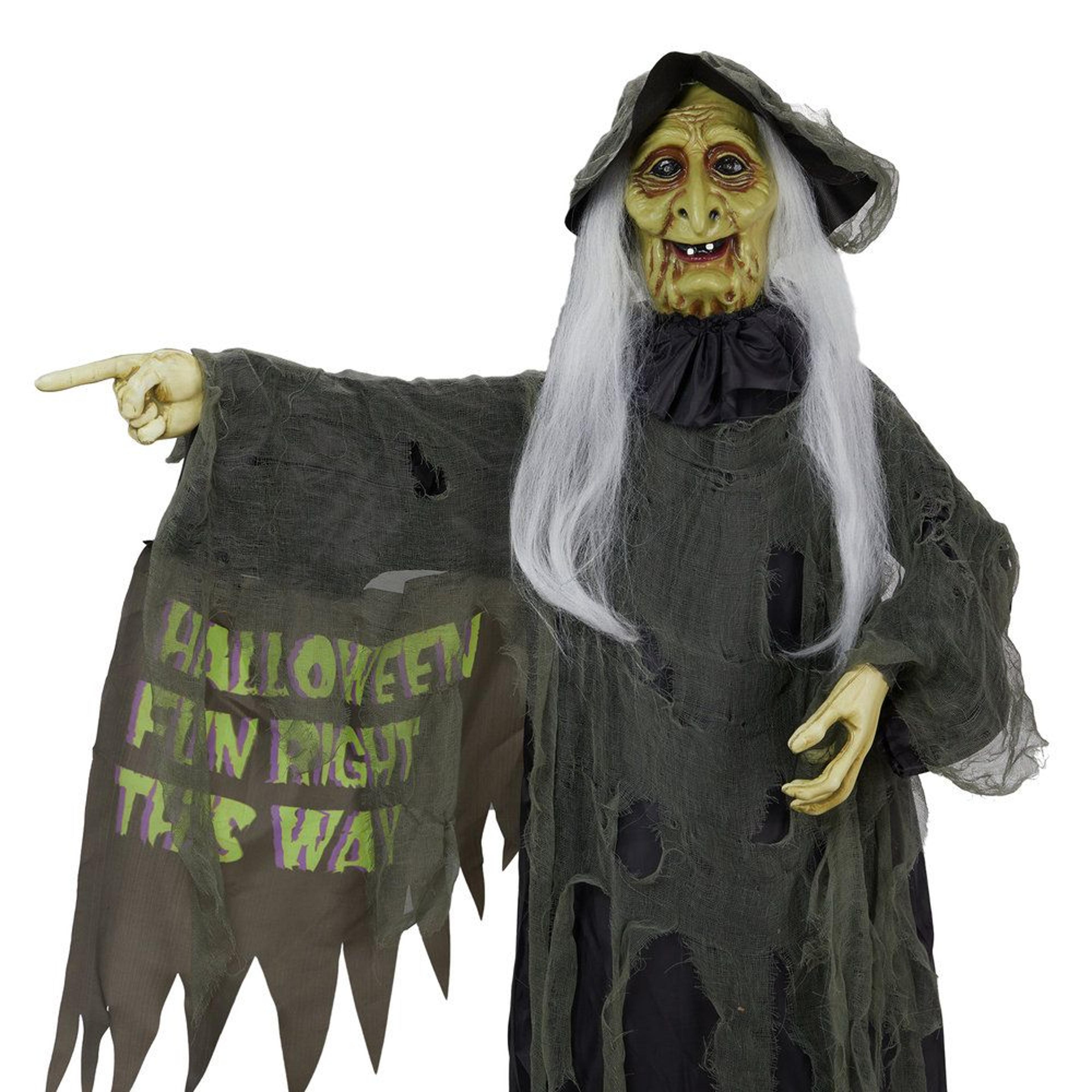 Sound Activated Halloween Witch Decoration With Glowing Red Eyes And Spooky Sounds 3