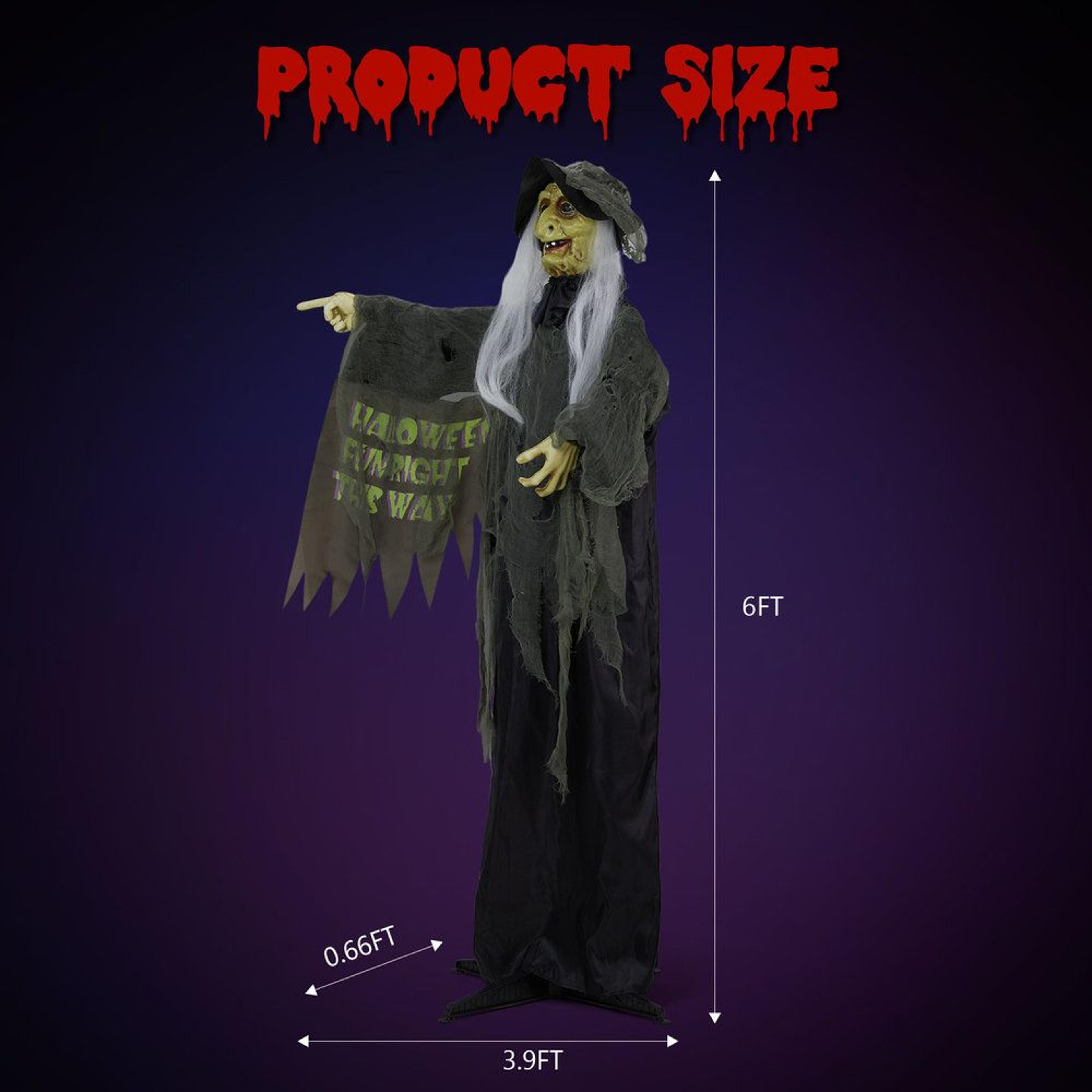 Sound Activated Halloween Witch Decoration With Glowing Red Eyes And Spooky Sounds 5