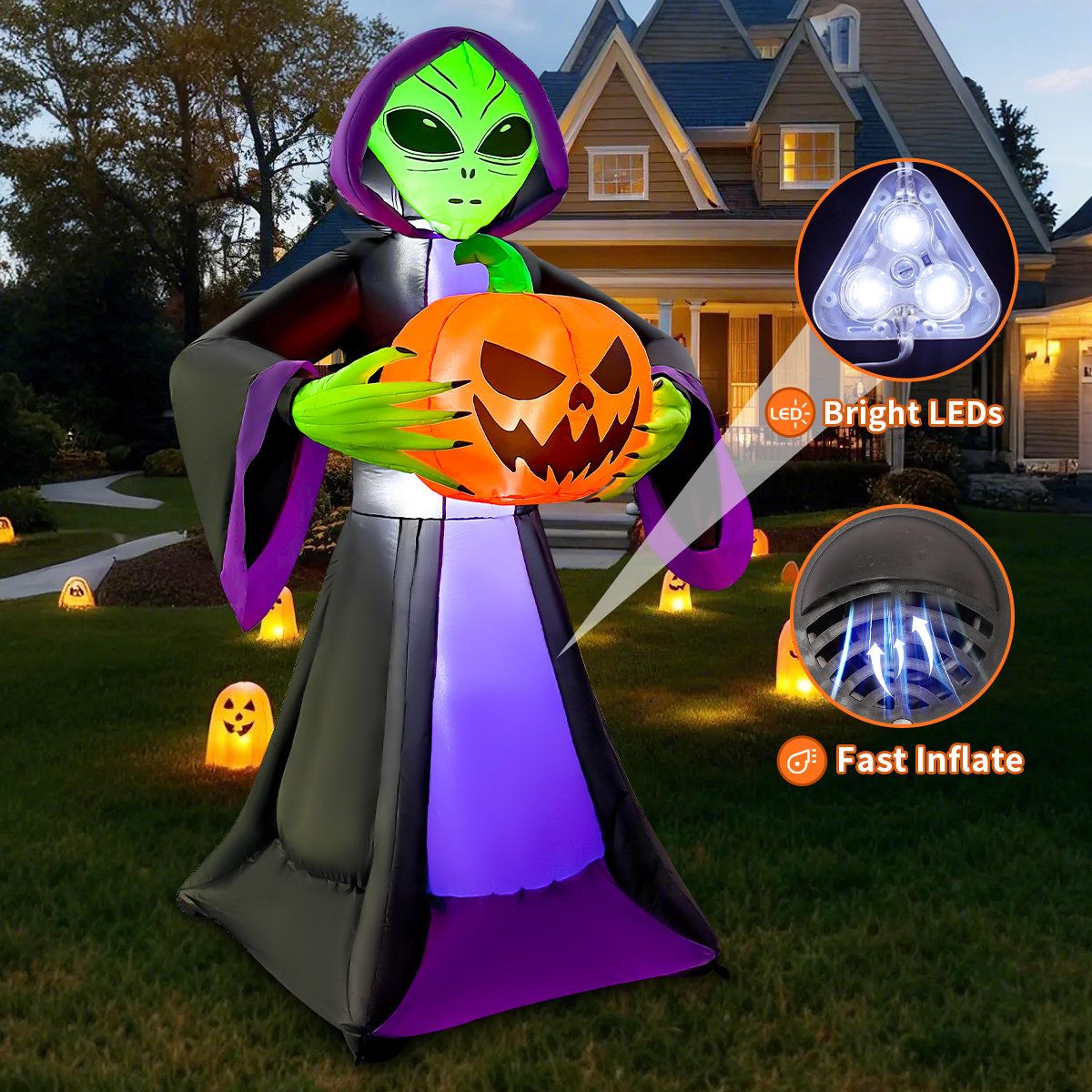 Halloween Inflatable Alien With Pumpkin And BuiltIn LED Lights 1